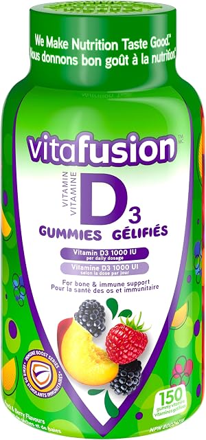 Vitafusion Vitamin D3 Gummes - 1000 IU of Vitamin D per Daily Dose, Bone & Teeth Support, Immune Support, Supports Calcium Absorption, 5 Month Supply - 150 Count