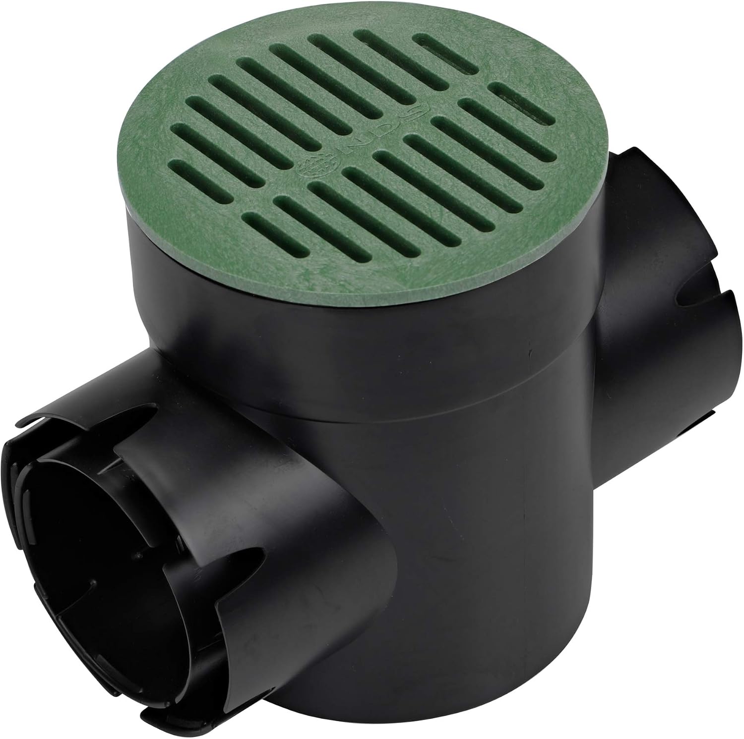 NDS Round Spee-D Catch Basin Drain With 2 Outlets, 6 in., Black