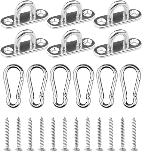 6 ganchos en U de acero inoxidable de 1.8 pulgadas + 6 ganchos de acero inoxidable, lazo de grapas de hardware marino con tornillos