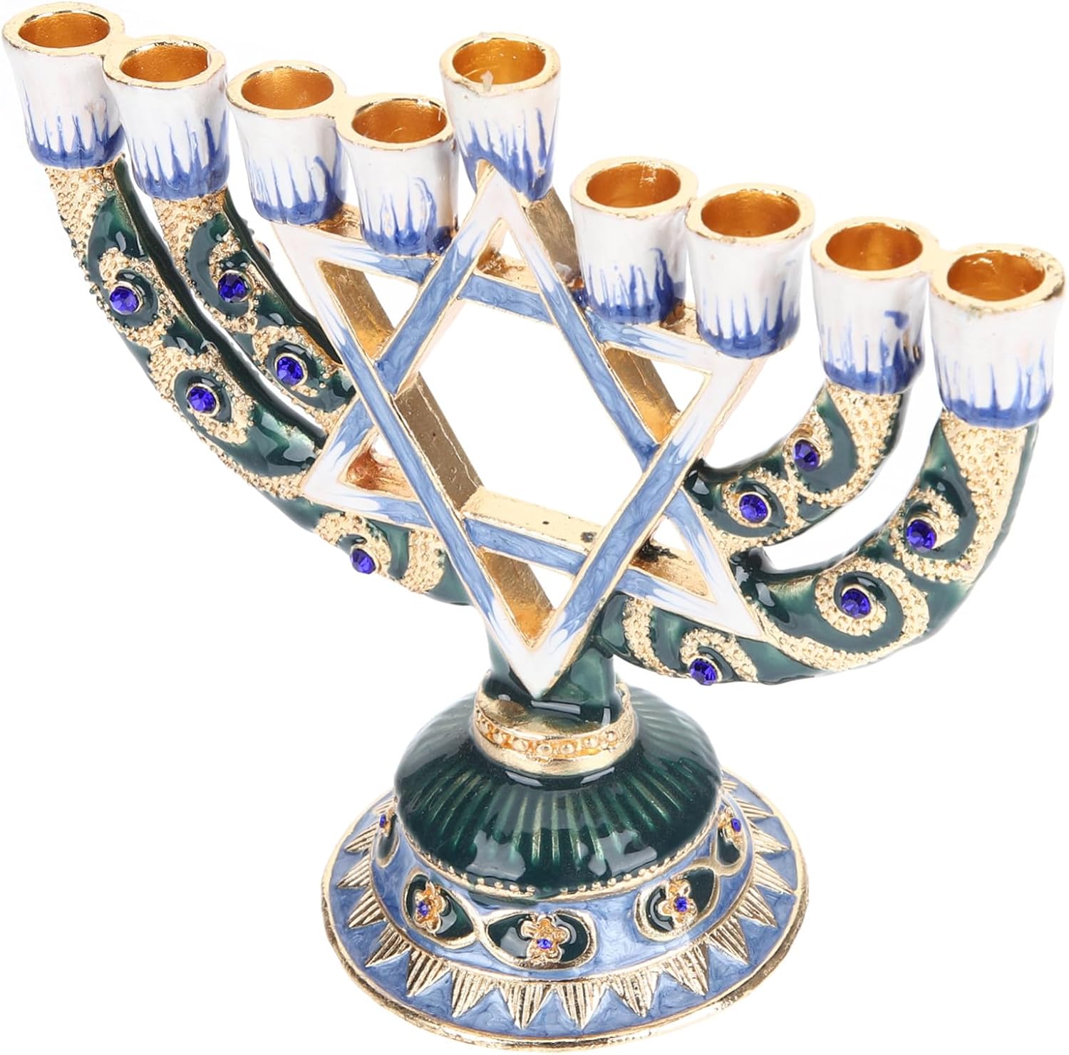 Hanukkah Branches Candle Holder Retro Alloy Menorah for Jewish Festival Decorative Desktop Centerpiece Stable and Safe Candlestick for Party Wedding Xmas Candlelight Dinner