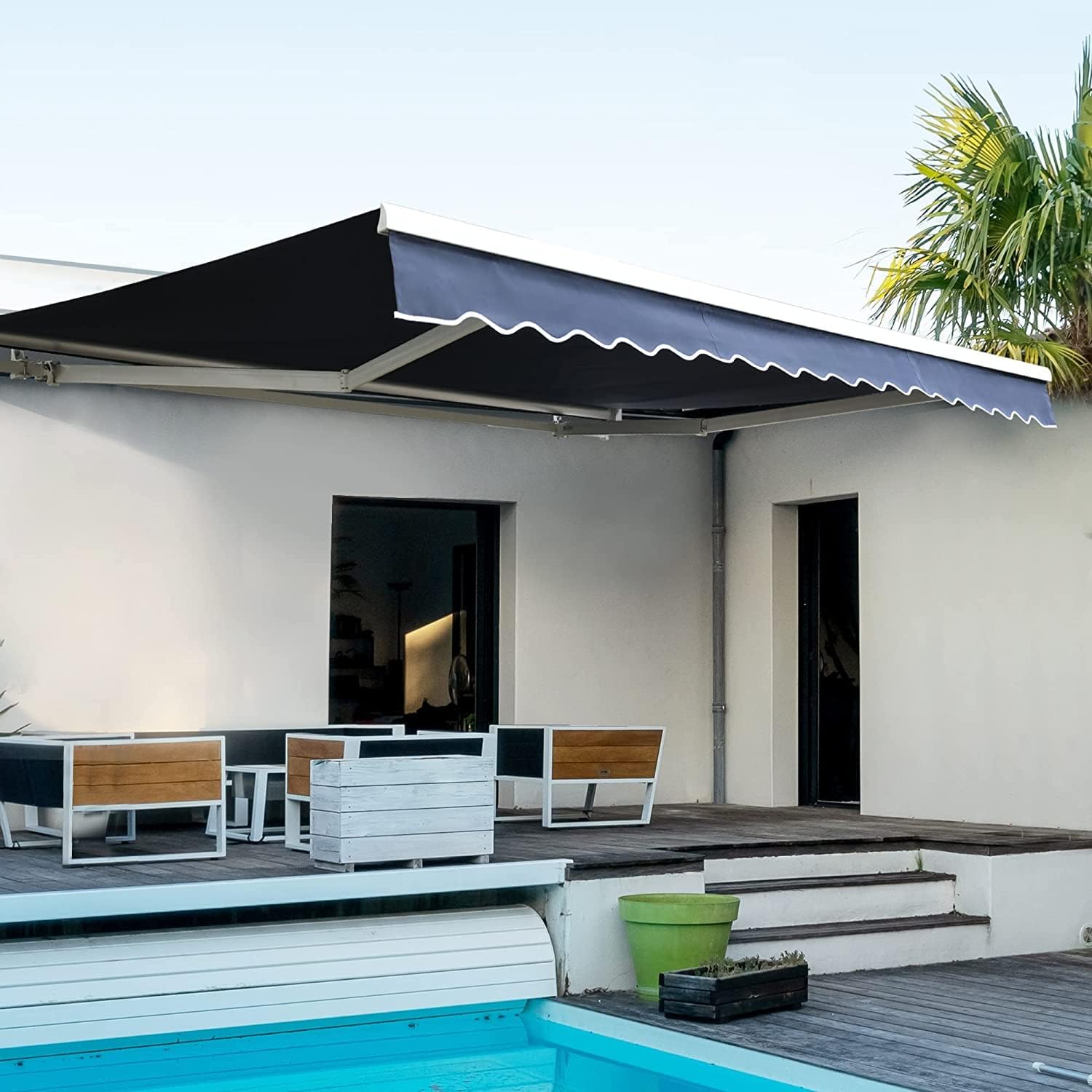 Diensweek 12'x10' Patio Awning Retractable, Fully