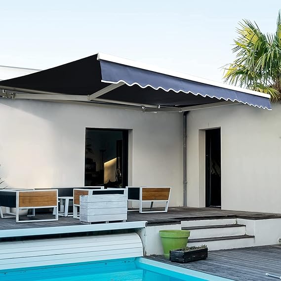 Diensweek 12'x10' Patio Awning Retractable, Fully