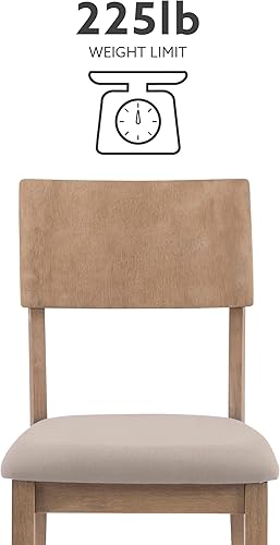 Miniatura 4 de Linon Greywash - Asiento tapizado de lino de madera, silla de comedor Carter, juego de 2, carbón oscuro y gris