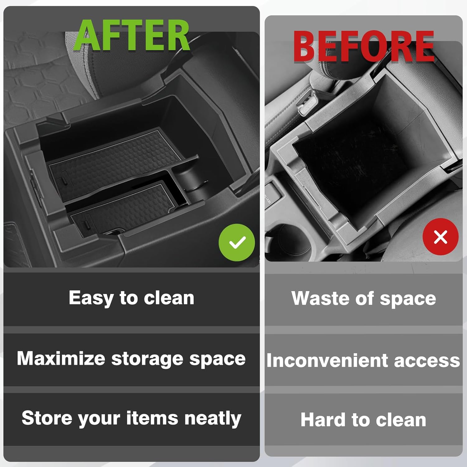 Muslogy Upgraded Center Console Organizer Compatible with 2025 Subaru Forester Middle Armrest Storage Box Insert Tray Cable Holder Interior Accessories Easy Removal (Gray) Won't Fit 2026 - Image 6