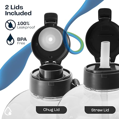 Miniatura 4 de AQUAFIT Botella de agua de 1 galón con tiempos para beber, botella de agua de 128 onzas con pajilla, motivacional, grande, botella deportiva con