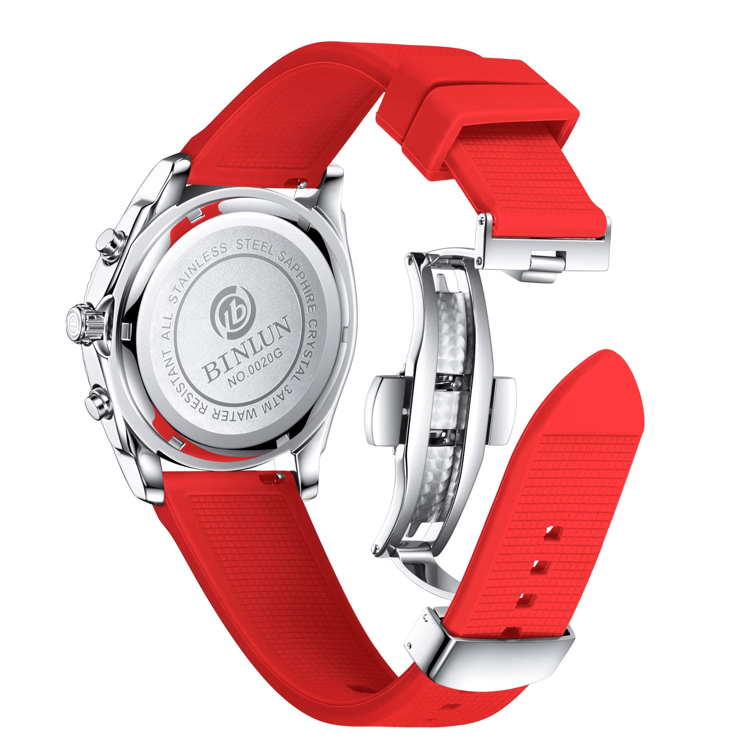 BINLUN Bracelet de Montre en Silicone à Dégagement Rapide 18mm 19mm 20mm 21mm 22mm 24mm Étanche Remplacement Bracelets pour Montres en Caoutchouc avec Boucle Déployante pour Homme et Femme