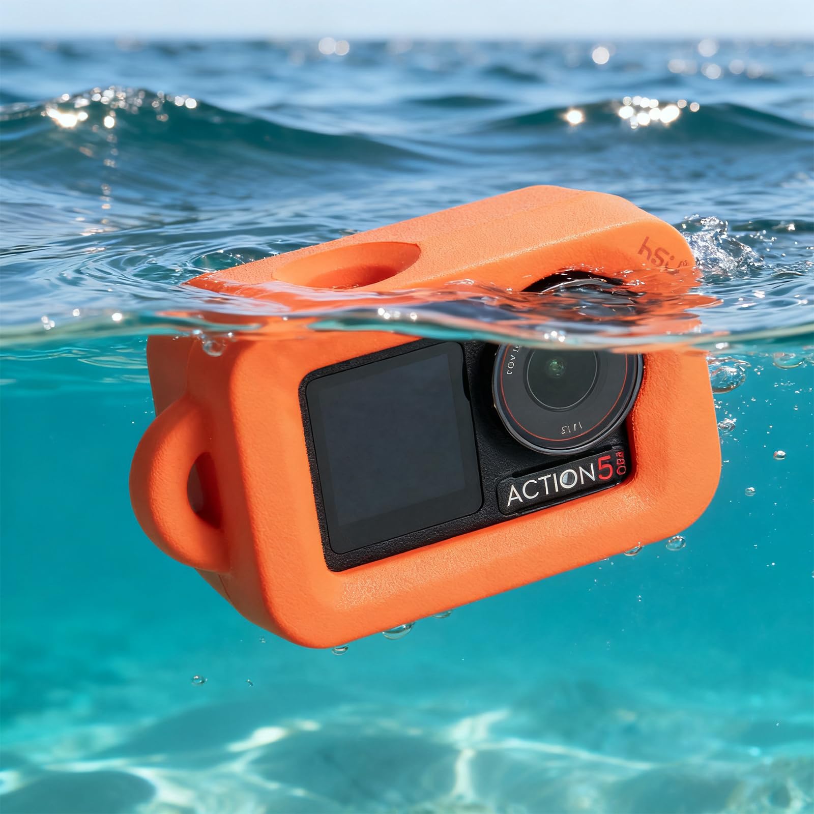 HSU Funda flotante para Osmo Action 5 Pro, accesorio de carcasa flotante para Osmo Action 4/3, deportes acuáticos, surf, natación, buceo, color naranja