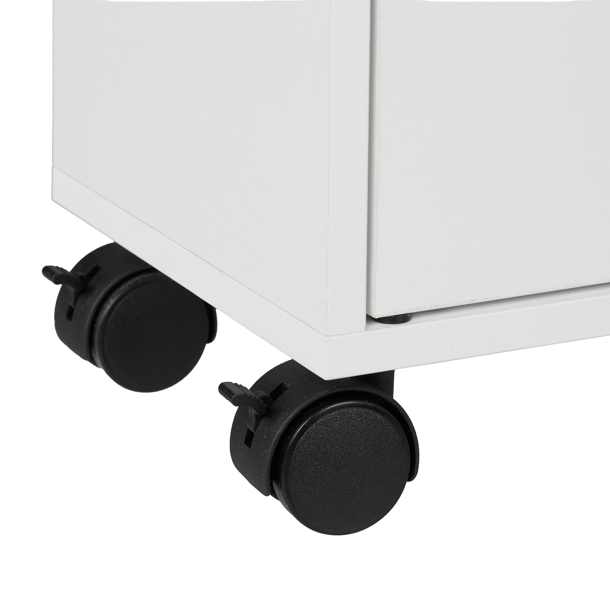 Relaxdays Carrito Auxiliar Estrecho, Armario Puertas Correderas, 71,5 x 70 x20 cm, Mueble Baño y Cocina, MDF, Blanco