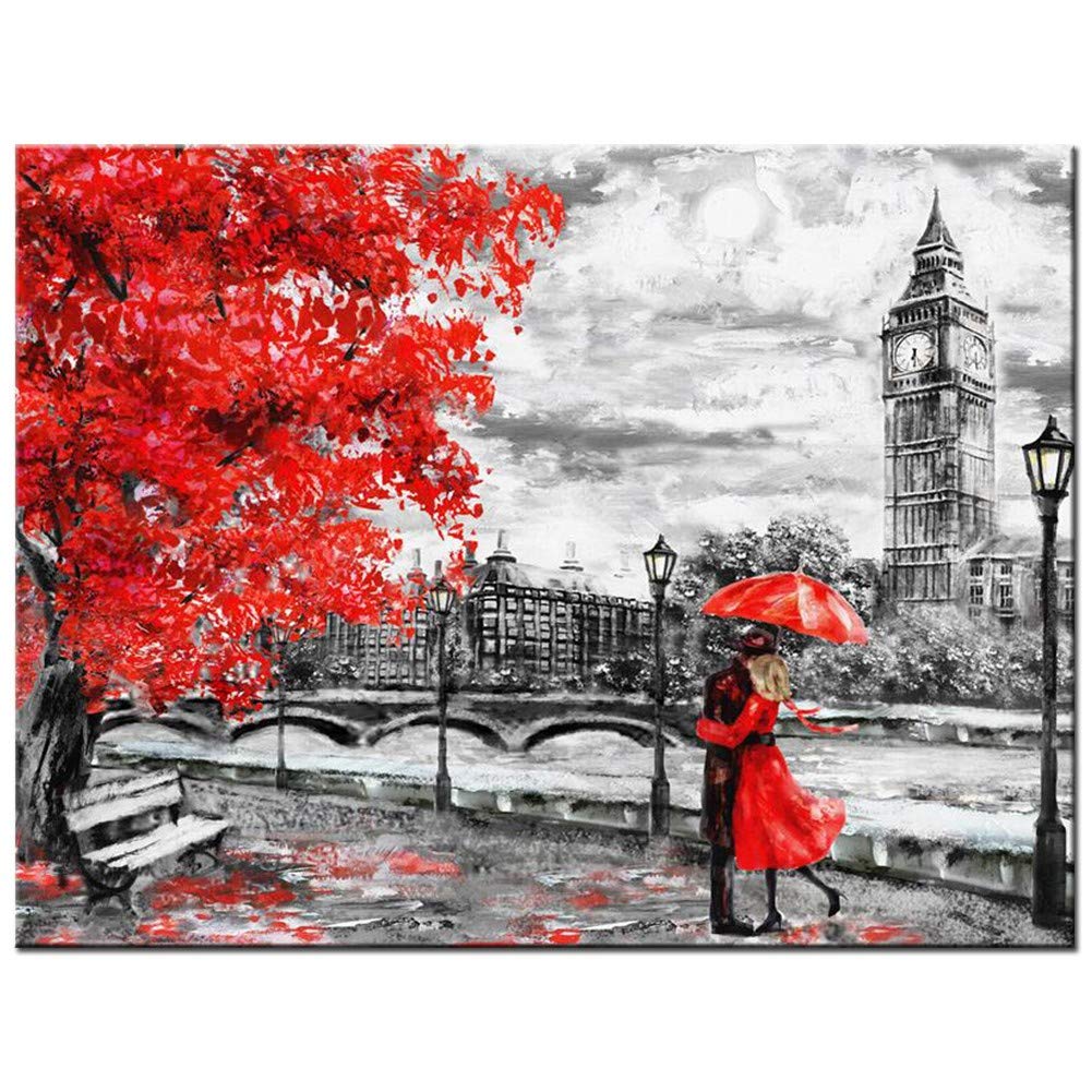 5D Diamond Painting by Number Kits, London Big Ben Lover Landscape 60x90cm 24x36in Pictures Diamond Painting Small Size Diamond Embroidery Art Full Drill Rhinestone Crystal Cross Home Wall Decor Gift