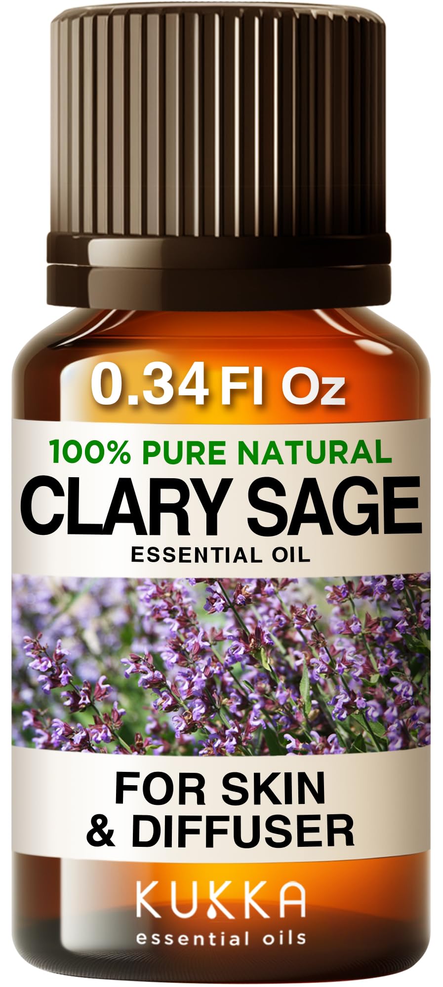Kukka Clary Sage Essential Oil for Diffuser - 0.34 Fl Oz - 100% Pure Natural,for Skin & Hair Sage Scent, for Aromatherapy,Candles & Soap Making Scent DIY