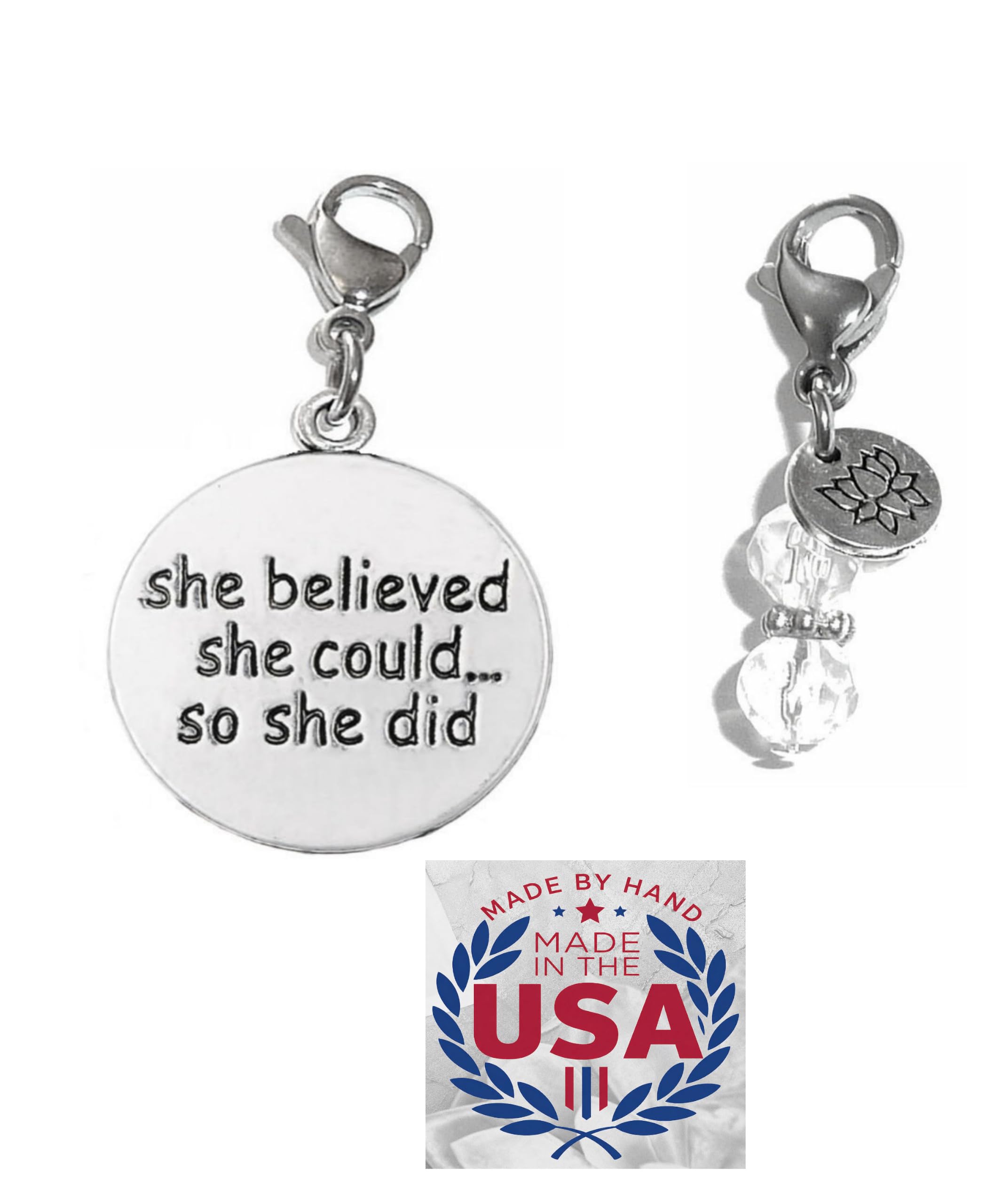 Hidden Hollow Beads Clip On Charm for Purse, Handbag, Keychain, Zipper Pull, Backpack, Jewelry Accessory, USA
