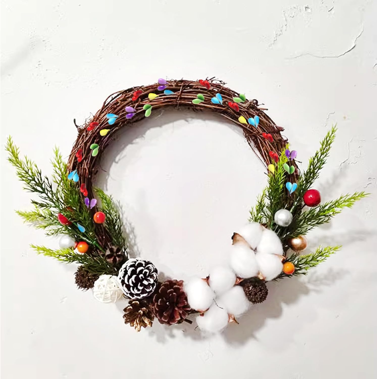 60PCS Artificial Berry Garland for Easter, Spring Floral Picks Berry Sprays Stems, for Easter DIY Craft Wreath Making, Home Decoration, 6 Colors