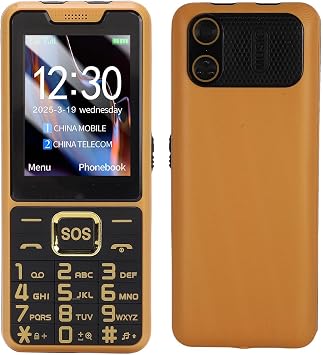 Senior Mobile Phone with Flashlight, 4G Ultra Slim Unlcoked Phone with 2.6 Inch HD Color Display, Double SIM, SOS Big Buttons, Loud Speaker Gold