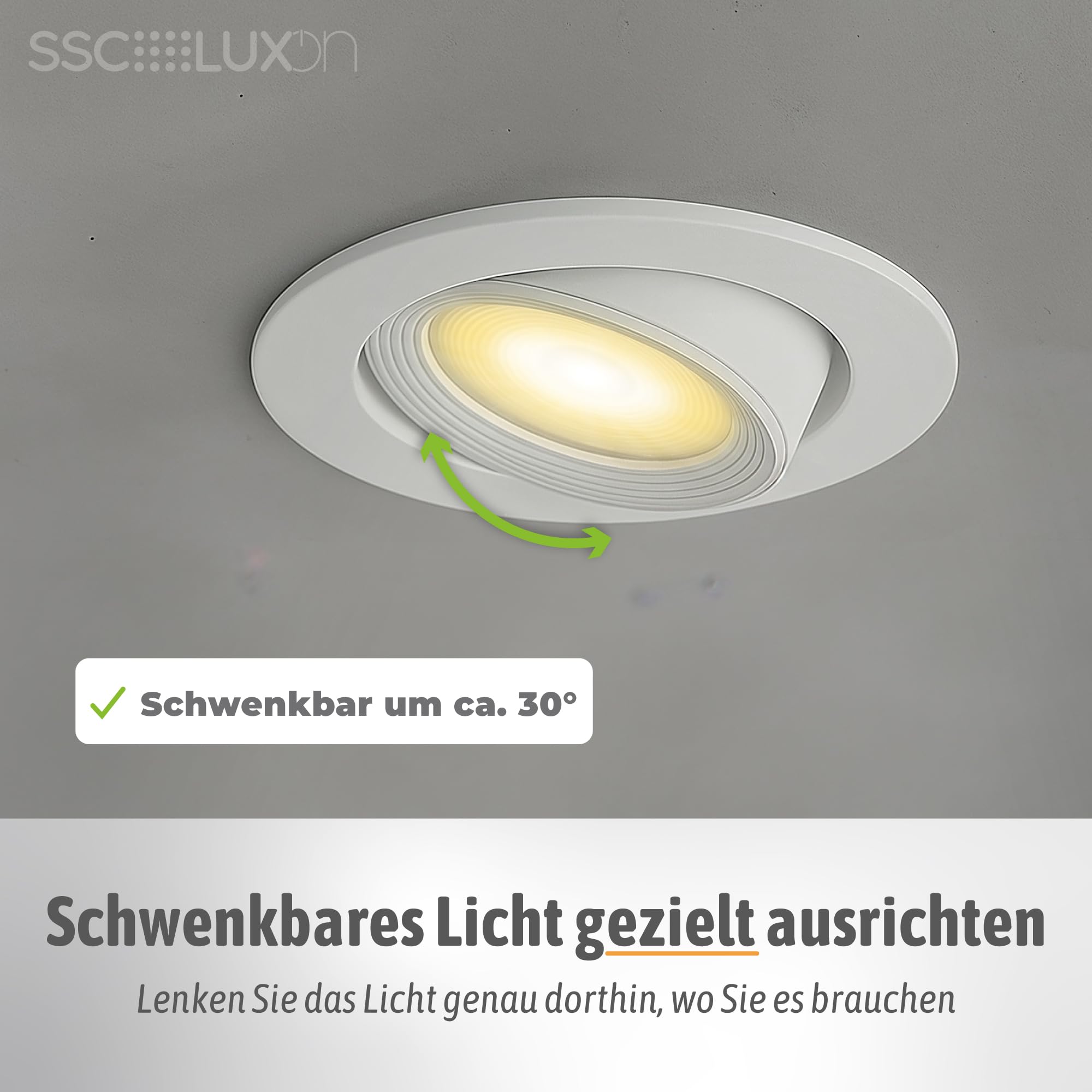 SSC-LUXon 10 Stück VIONA LED Mini Einbauspot flach weiß schwenkbar – Einbaustrahler Decke warmweiß, neutralweiß, kaltweiß