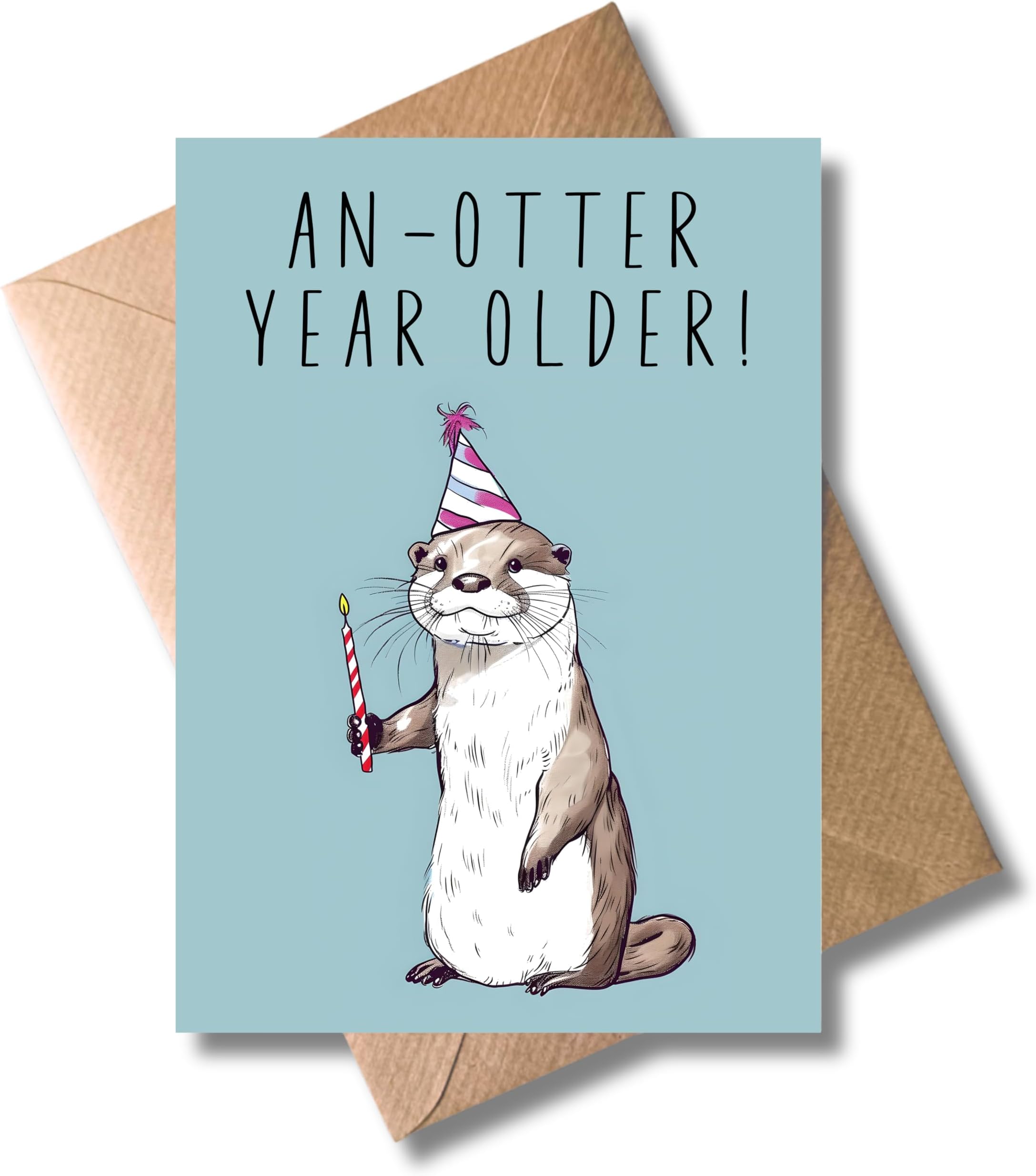 WBdesignz Birthday Card with Envelope - Otter Birthday Card An-Otter Year Older! Birthday Card (A6)