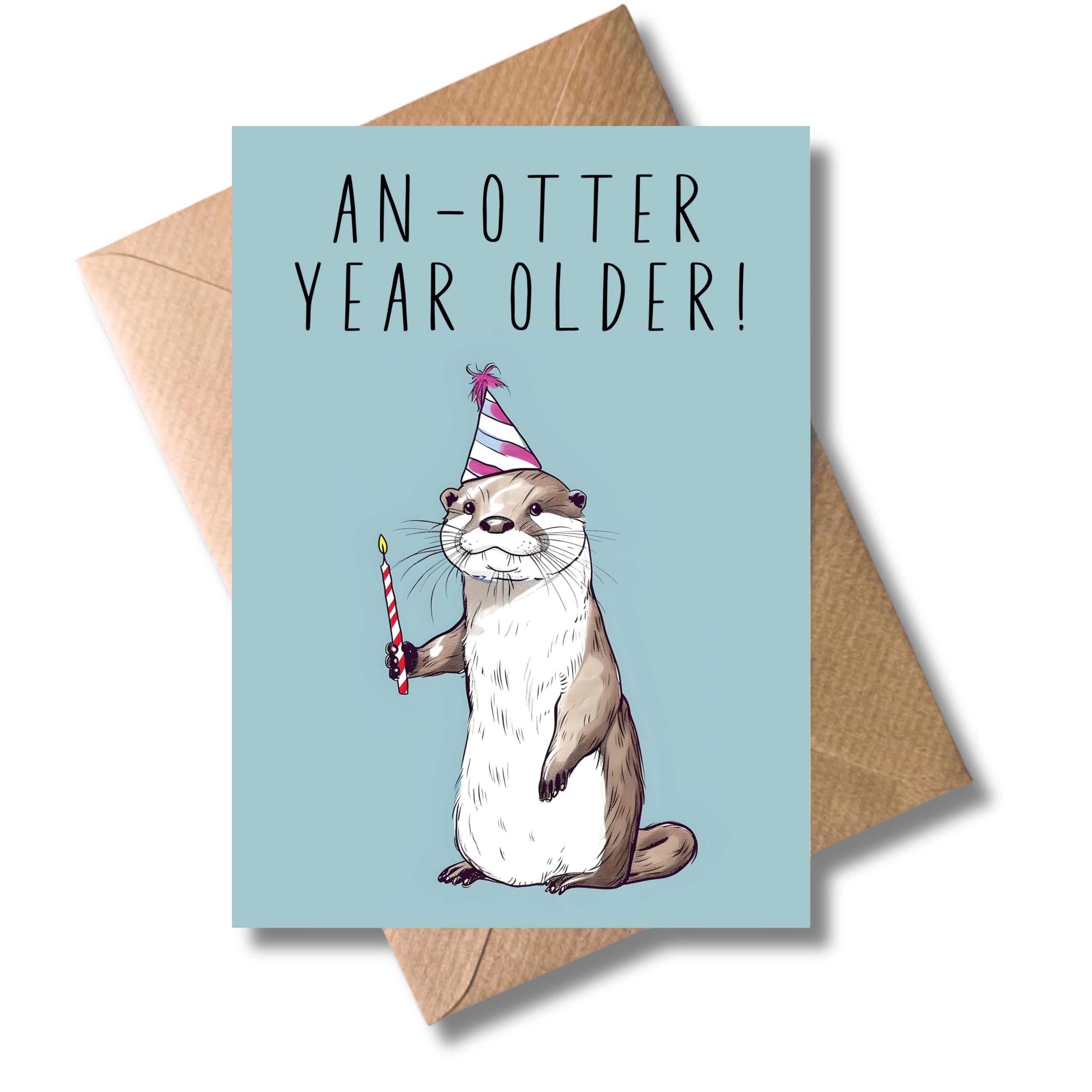 WBdesignz Birthday Card with Envelope - Otter Birthday Card An-Otter Year Older! Birthday Card (A6)