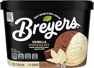 Ice Cream For a Delicious Frozen Dessert Vanilla Chocolate Made with 100% Grade A Milk & Cream 48 oz