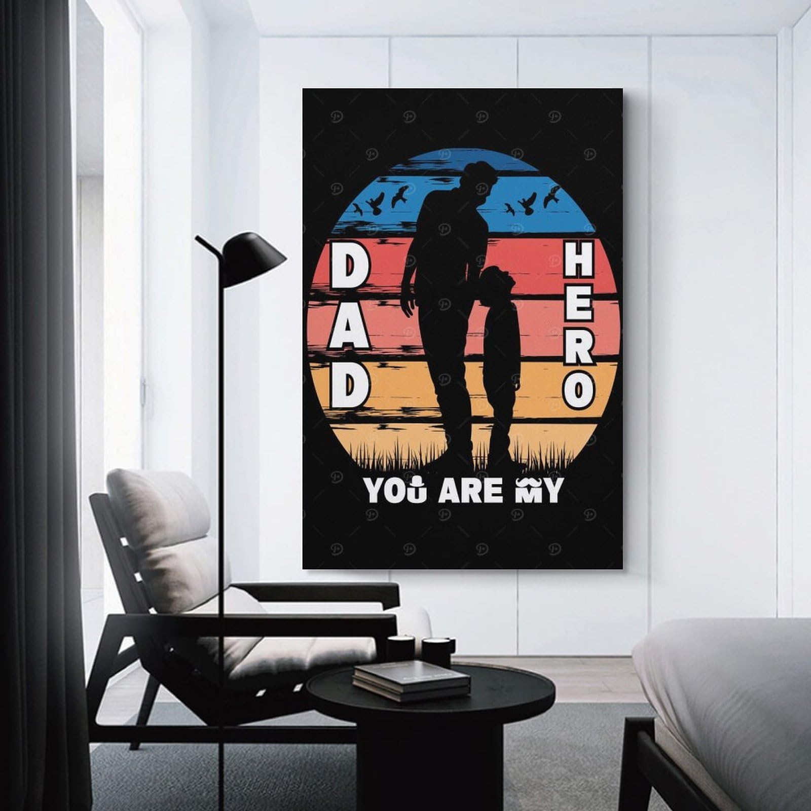 Junmoney Dad You Are My Hero Hanging Wall Art 24x36inch(60x90cm), for Study, Office Or Focused Interiors, Wall Art That Adds Style to Work Areas