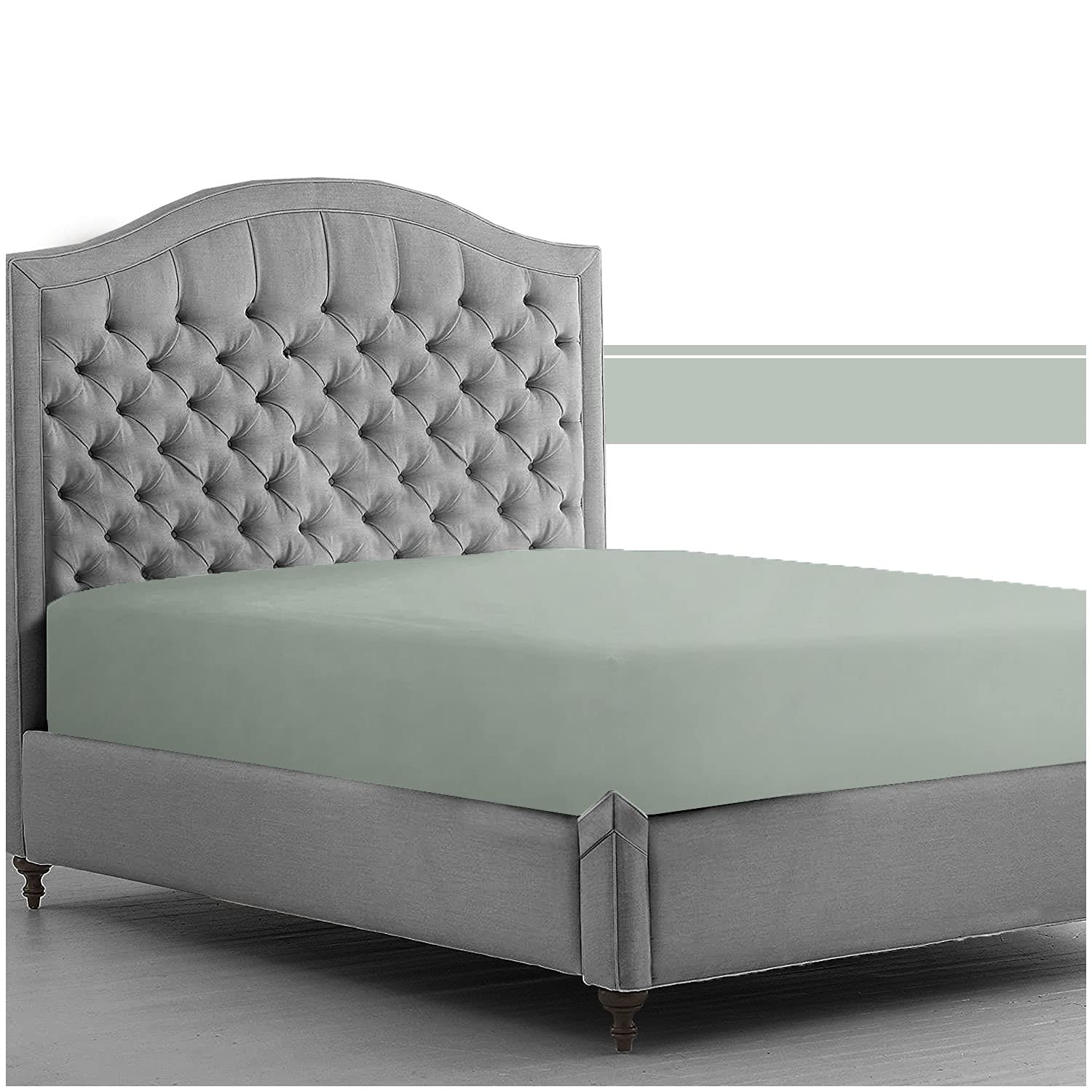 Luxurious Plain Dyed Feetedd Sheets, Easy Care Polycotton Bed Shit Percale Fitted Bed Sheet Double, Duck Egg