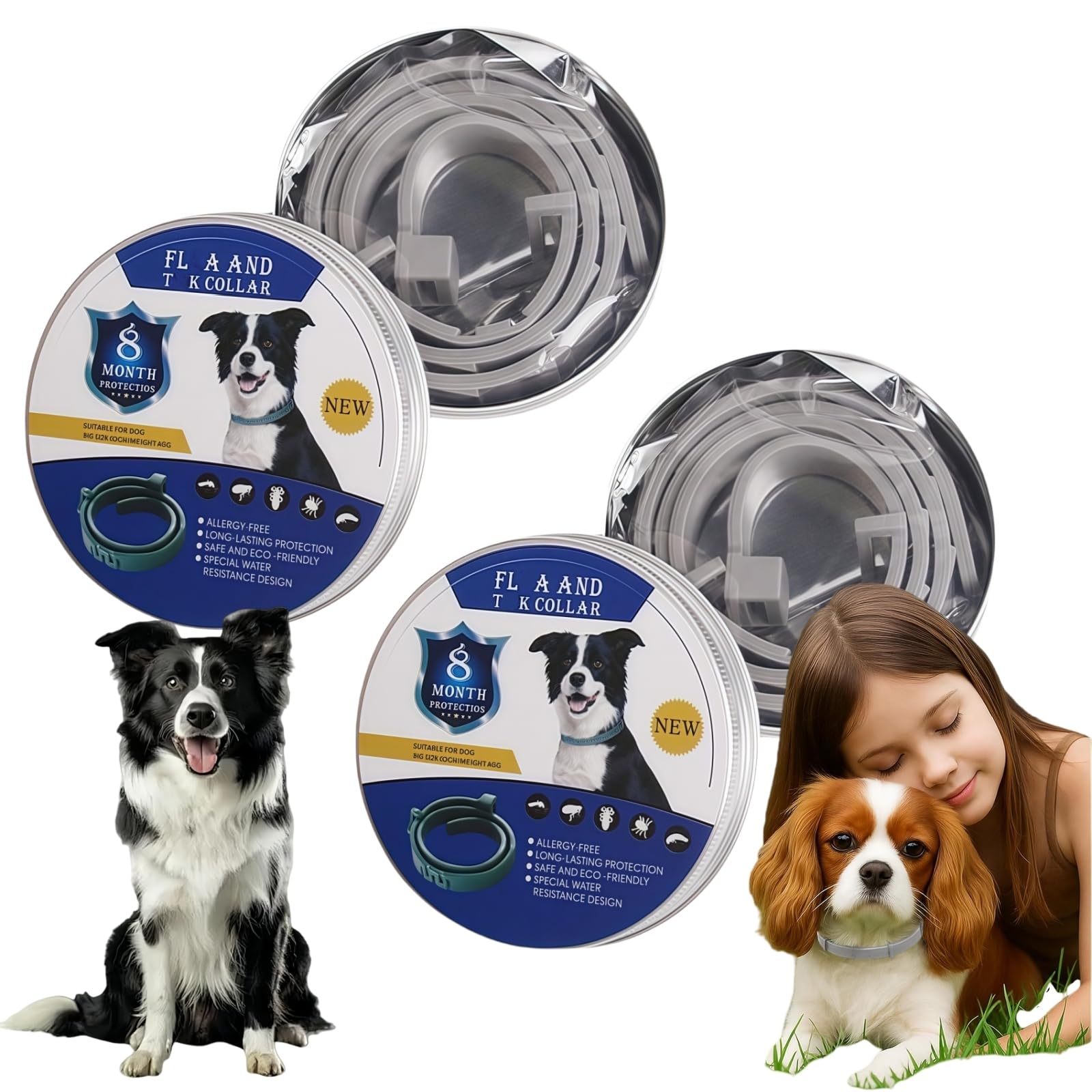 2PCS Col/lar Dog,Repellent Adjustable Dog Col/lars,Dogs Fle-a and Ti-ck Treatment,Antibarking Col/lars for Dogs,8-Month Long-Lasting Protection,Waterproof and Durable,Safety & Comfort,Quality Material