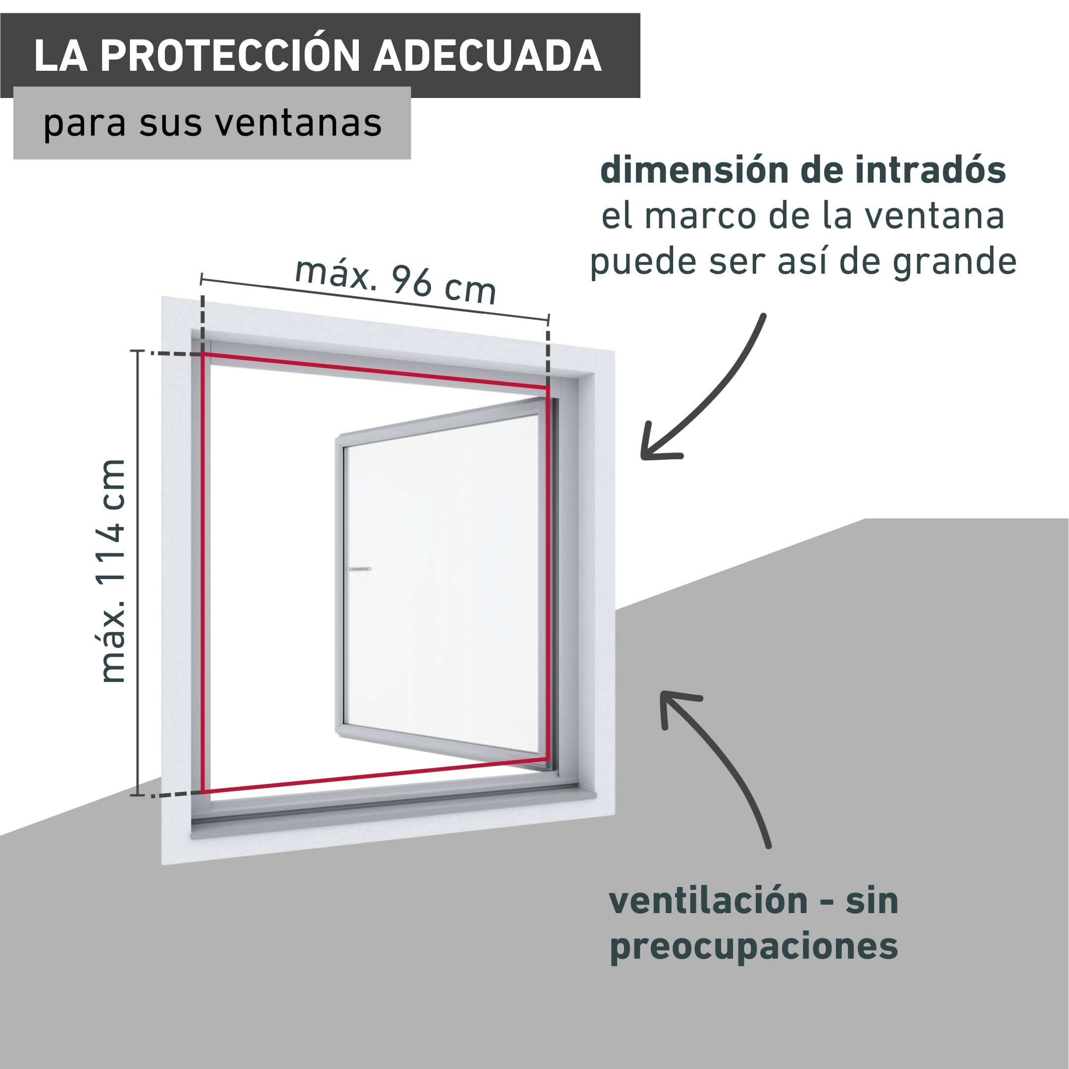 Windhager Mosquitera Marco tensor Expert, mosquitera Marco de aluminio para ventanas 100 cm x 120 cm, antracita, 04337
