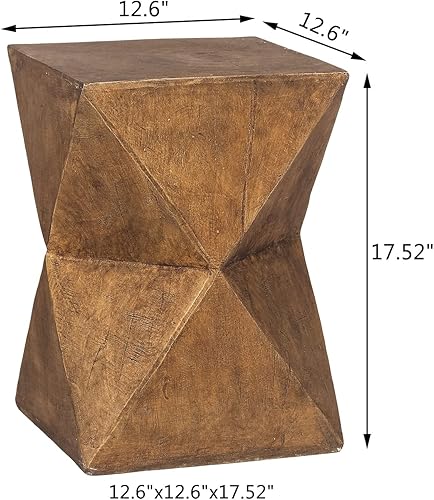 Miniatura 3 de Adeco Taburete decorativo de jardín con acento de hormigón para patio, mesitas de noche, soporte para plantas, mesa de centro para uso en interiores