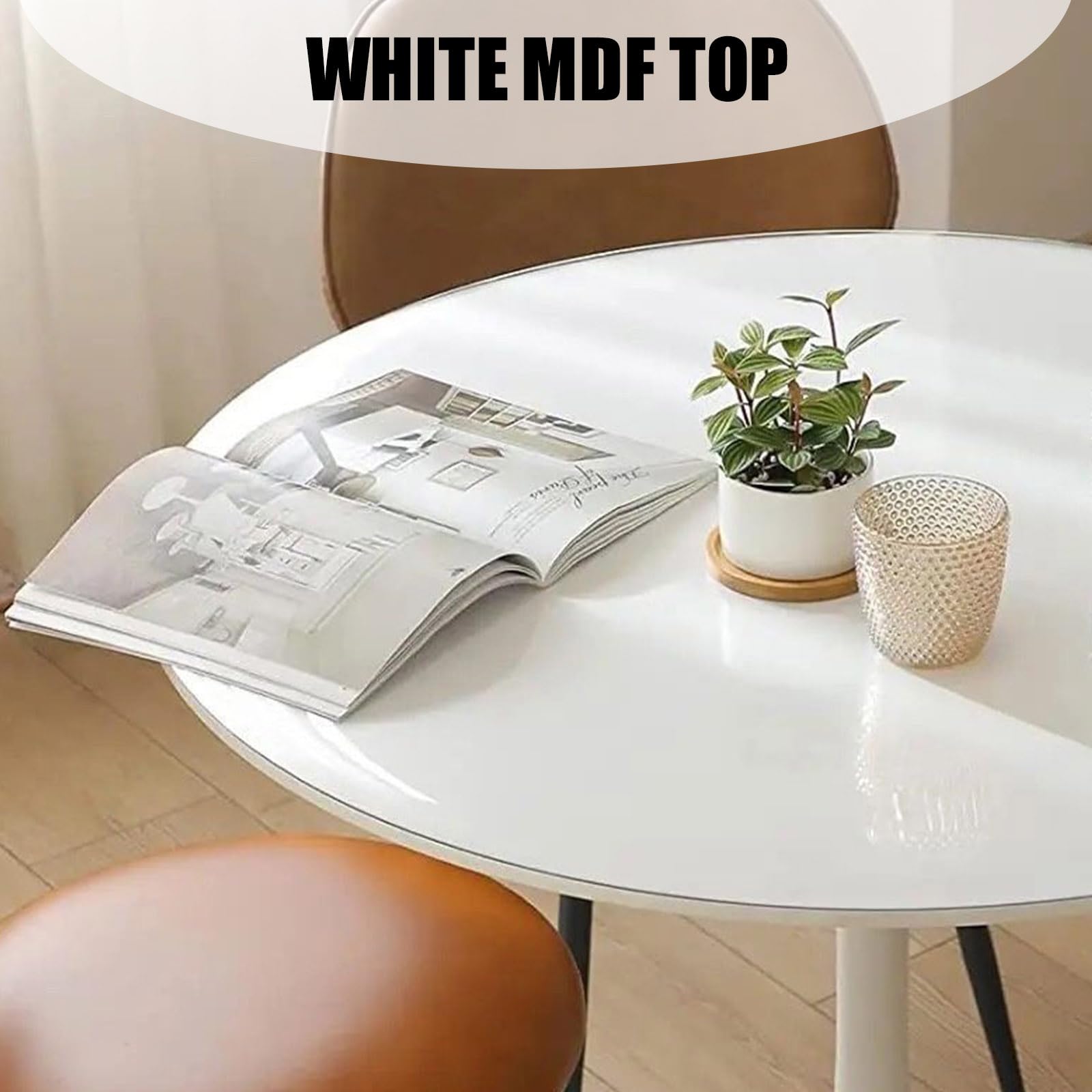 80 cm stolik bistro do kawiarni, okrągły stół do jadalni, do kuchni, domowego biura, MDF biała podstawa metalowa, stolik kawowy z połowy wieku