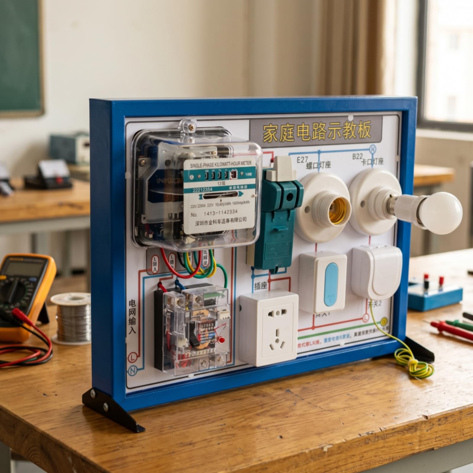 Maqueta Circuito Doméstico Integrado Panel Entrenamiento Eléctrico Reutilizable para Laboratorio, 30 40cm