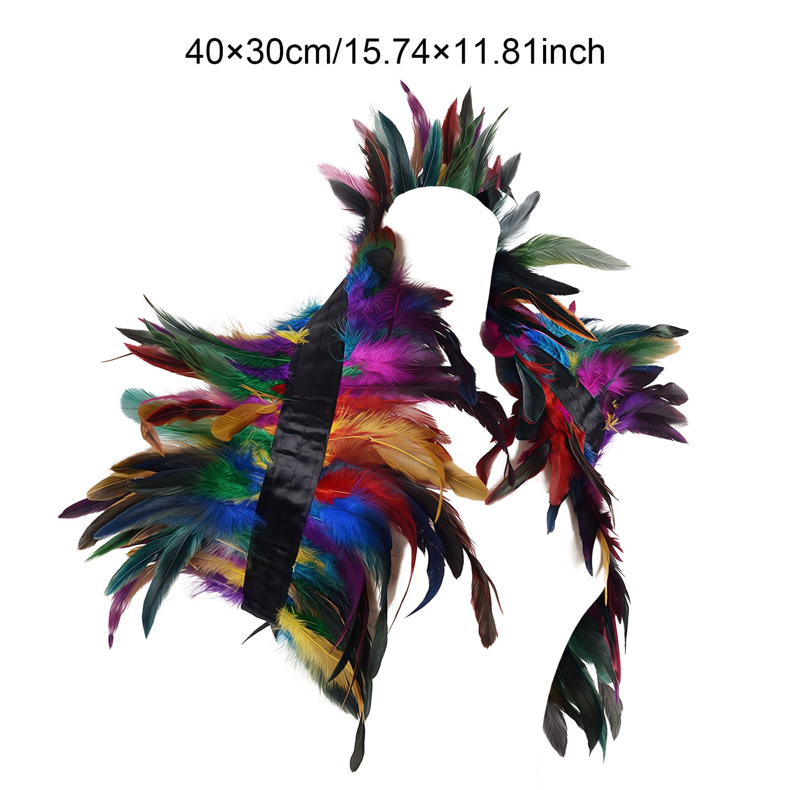 AWAVM Women Natural Feather Cape,Gothic Lacing Shawl Shrug Collar Feather Cloak,Gothic Lacing Shawl Shrug Collar Cape for Halloween Cosplay Christmas Party - Image 2