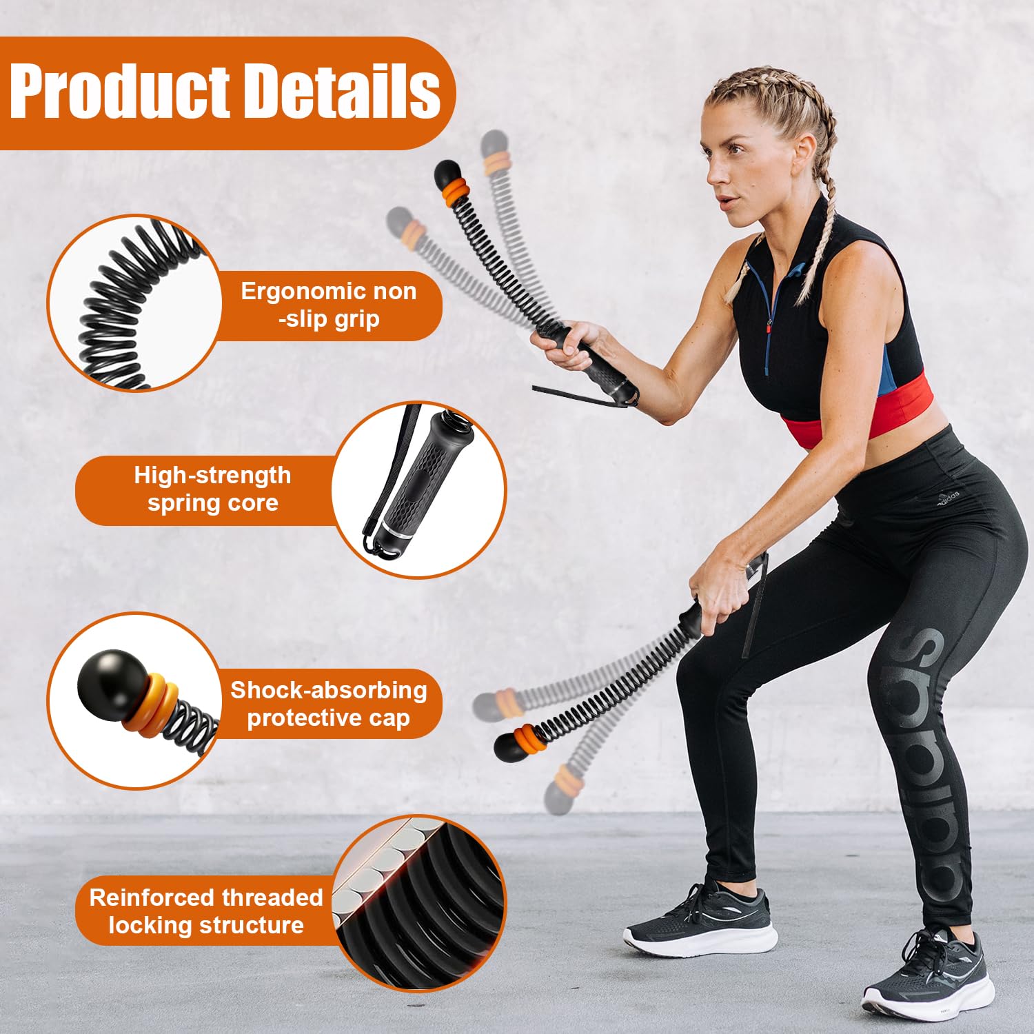 Corde de Combat sans Corde, Ropeless Battle Ropes, Corde D'Entraînement sans Fil, Corde d'entraînement portable, Battle Rope, Équipement Fitness sans Fil lestée, pour Salle de Sport, Cardio