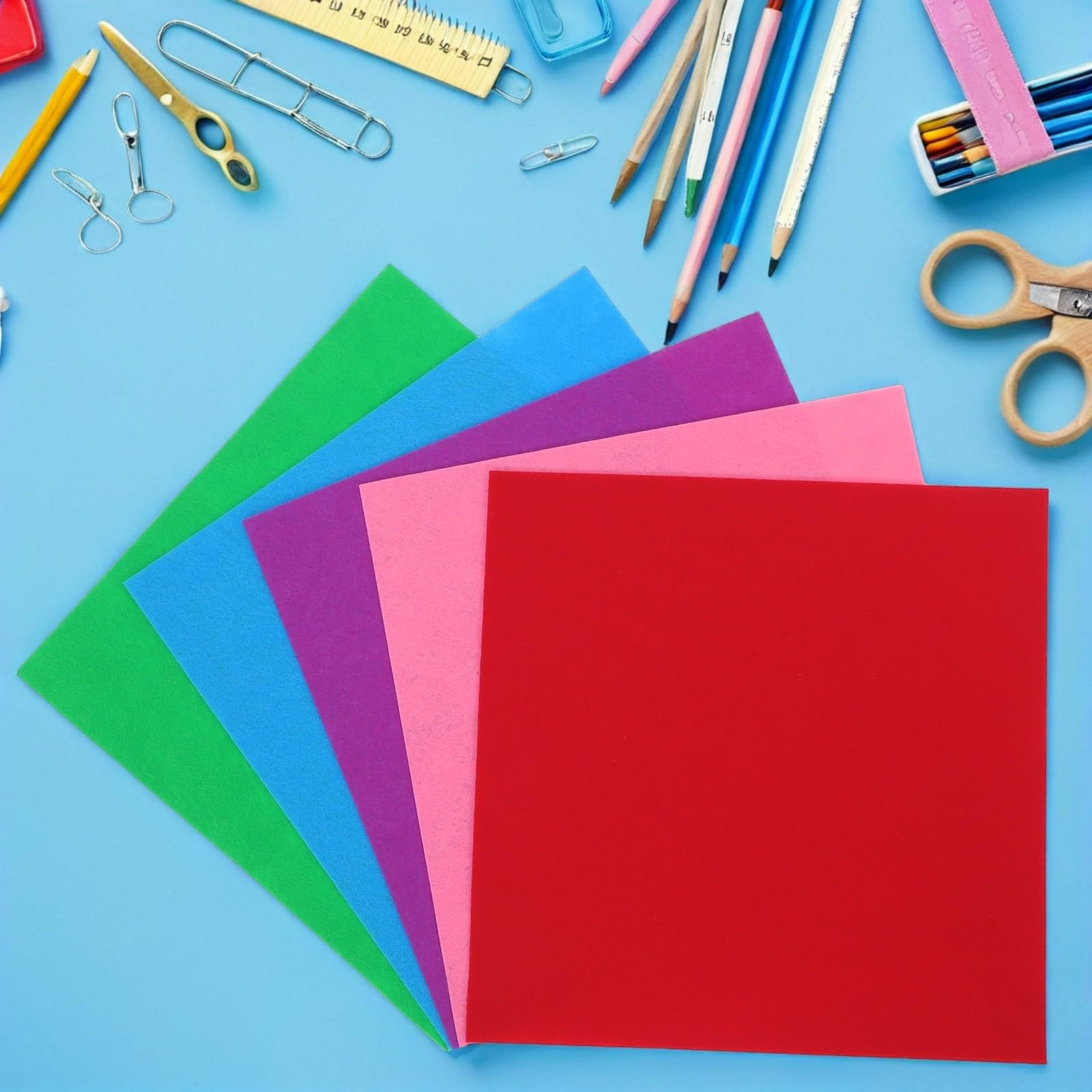 Healeved 50 Piezas Tela de Fieltro Color Aleatorio para Manualidades de 1mm de Grosor, Fácil de Moldear y Apta para Principiantes Proyectos de Bordado y Bricolaje