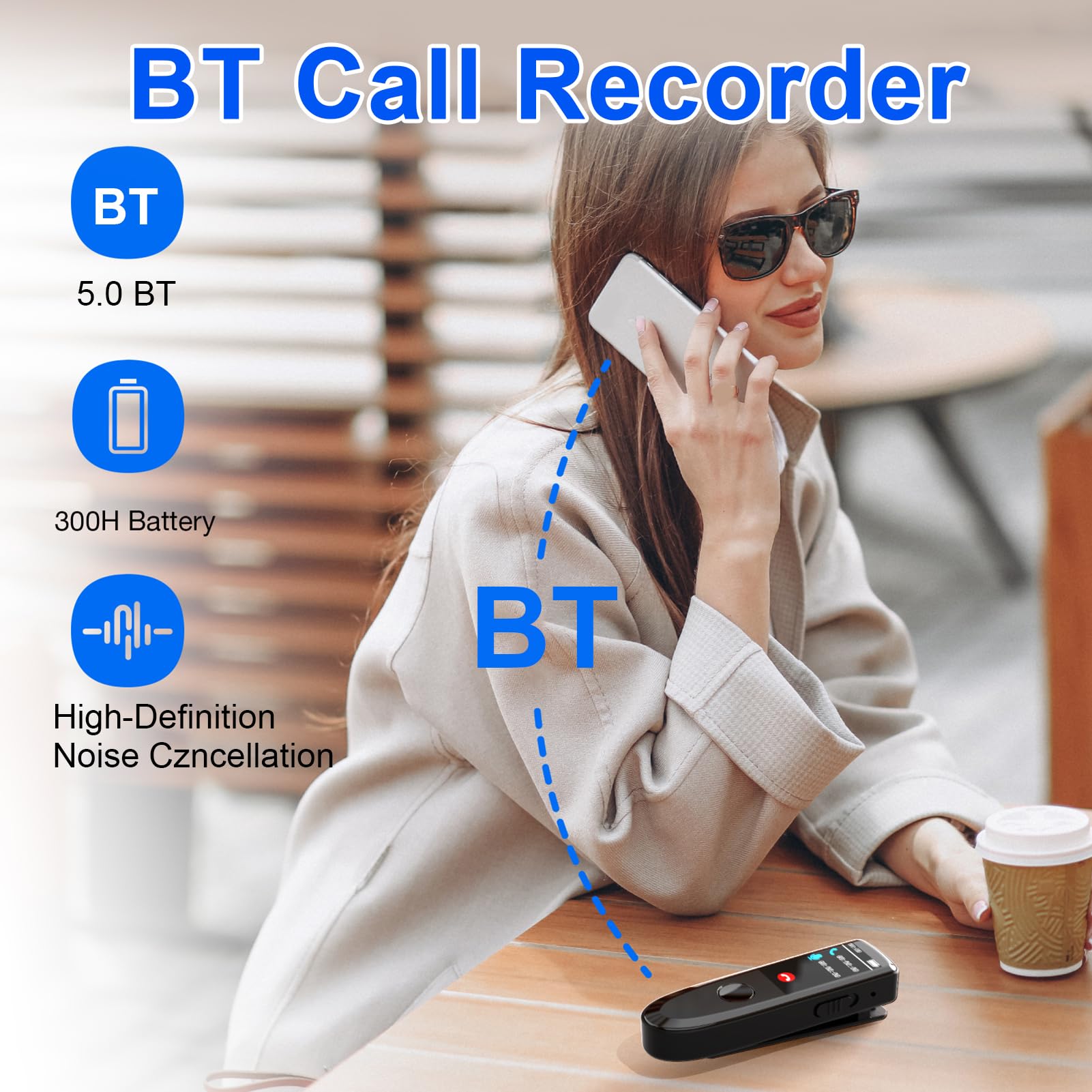 Gugxiom Registratore Vocale, Registratore Portatile con Registrazione Chiamate Bluetooth e Clip Posteriore, Dispositivo di Registrazione Vocale Digitale per Riunioni, Conferenze e Uso (64G)