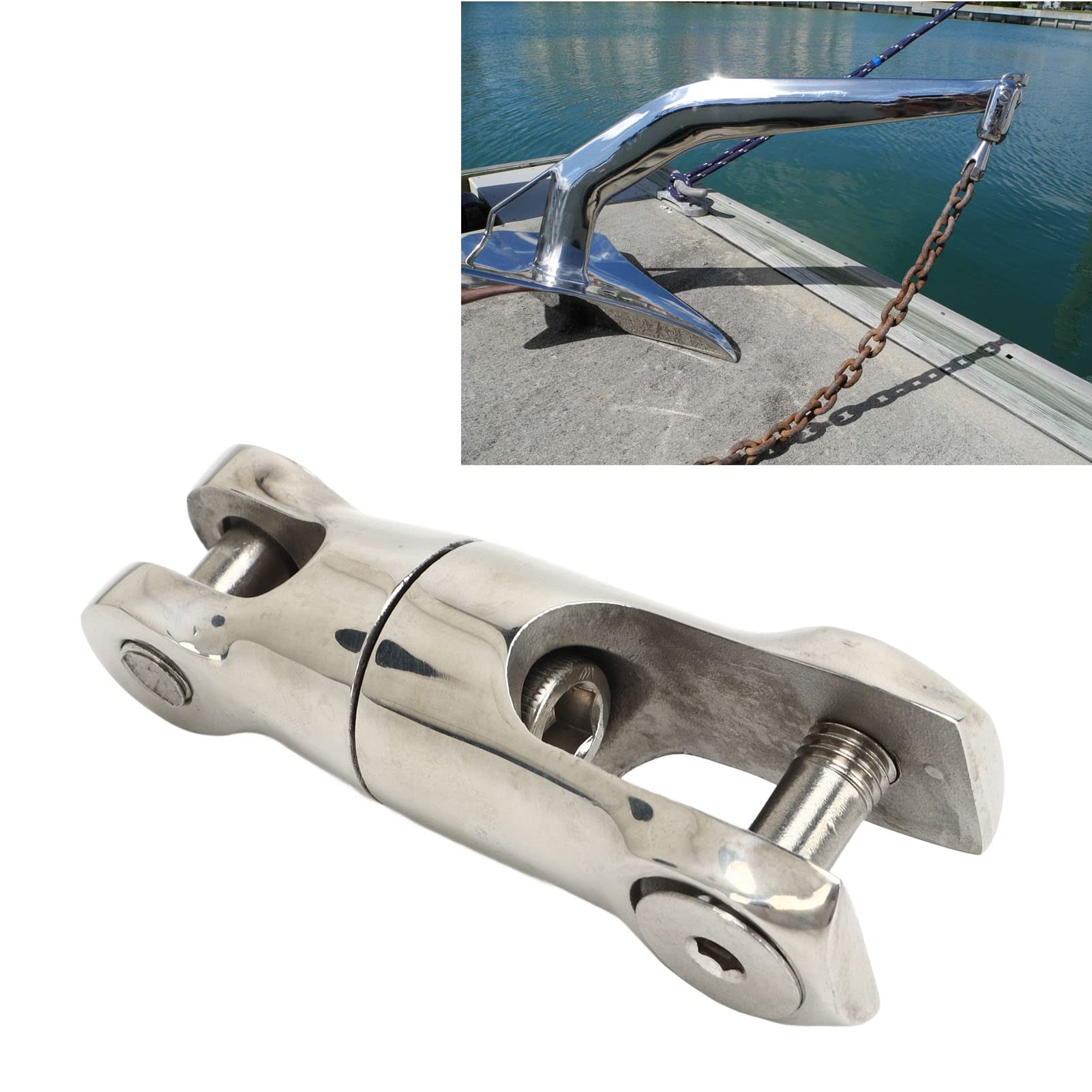 Connecteur pivotant pour ancre de bateau emerillon inox 12 mm chaîne de 10 à 12 mm en acier inoxydable 316, connecteur de chaîne d'ancre marine résistant à la nan