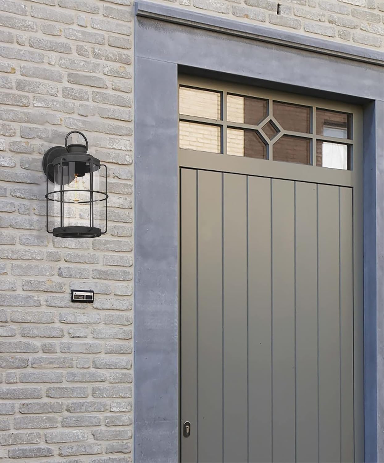 Tawson Cain Outdoor Lantern Fixtures with Clear Glass Shade, Matte Black Wall Sconce, Weather Resistant for Entryway, Doorway, Corridor