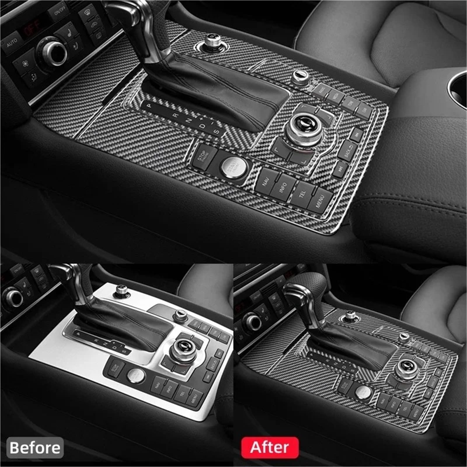 Interieur Zubehör Für Q7 2007-2015 Carbon Fiber Getriebe Shift Panel Abdeckung Trim Innen Konsole Dekoration Aufkleber Mittelkonsole Panel(A set,For Left-hand drive)