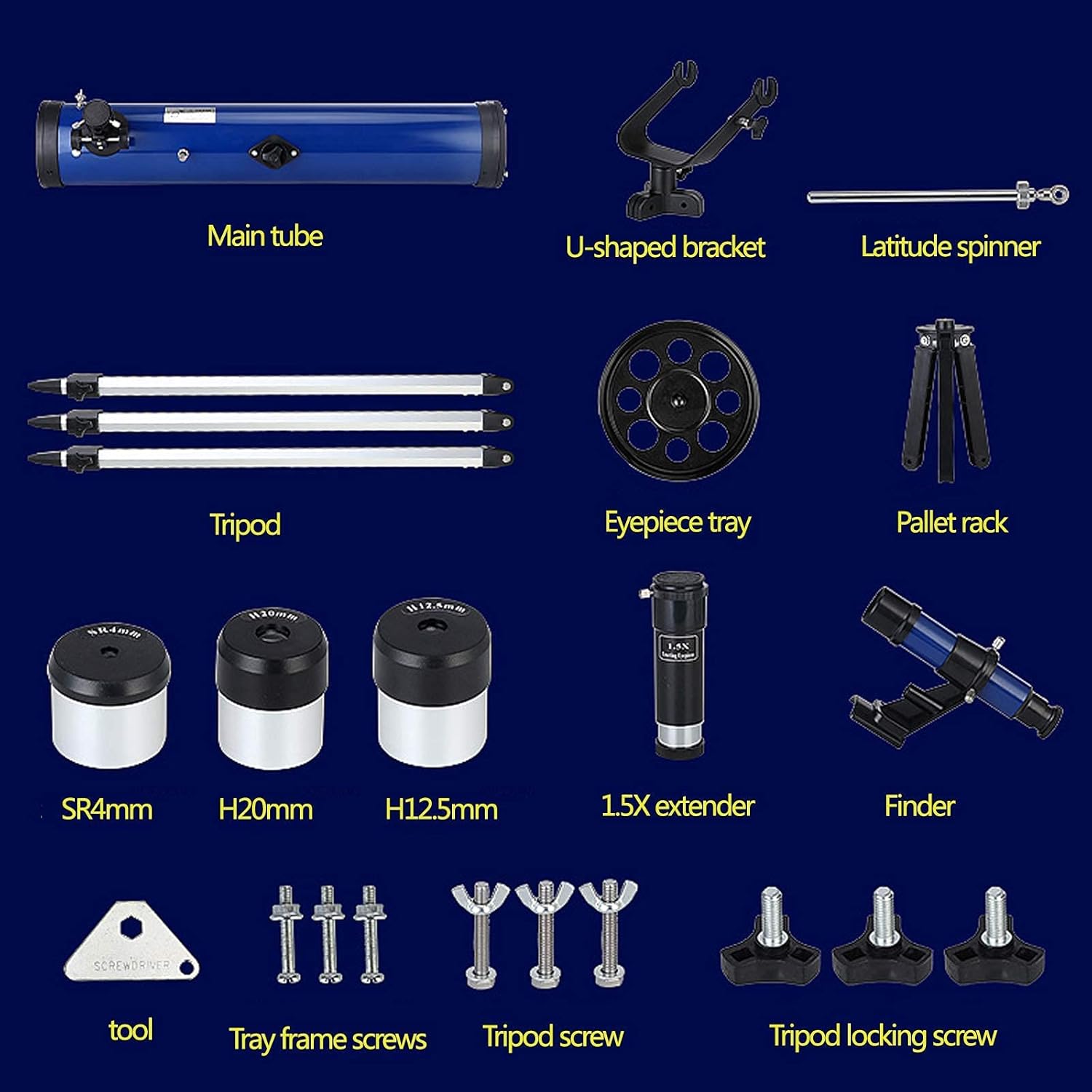 Professional Astronomical Telescope 700/114mm Professional Refractor Telescope Zoom 875X HD Outdoor Monocular Space Telescope with Adjustable Tripod+Finder Scope+3 eyepieces+Moon Filter+1.5X/5X Barlow