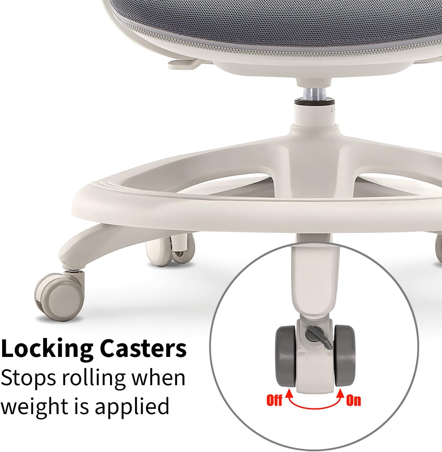 2xhome Kids Ergonomic Desk Chair with Adjustable Cushioned Seat and Back, 360° Swivel with Leg Rest Locking Casters and Removable Upholstery, Gray, Single, Set of 1