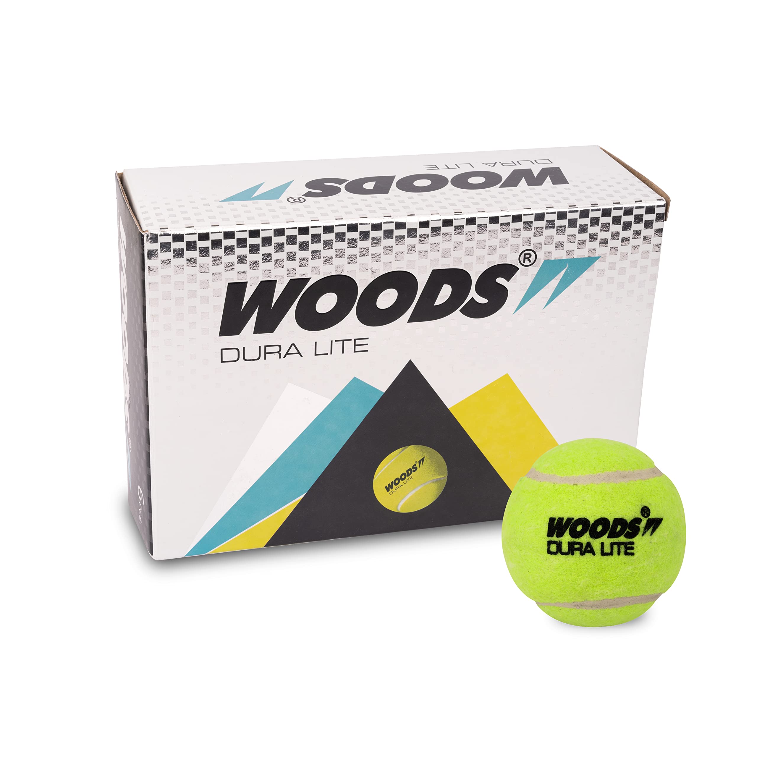 WOODS DURA LITE Cricket Tennis Balls, Yellow (Pack of 6) (6)