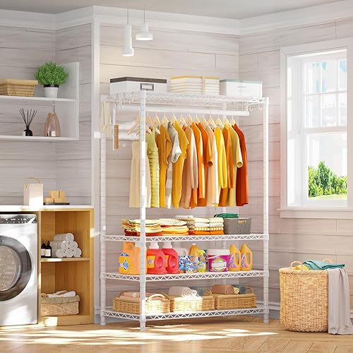 Miniatura 6 de Ulif H4 Plus Perchero de ropa, perchero portátil de 4 niveles para ropa y vestidos para dormitorio y guardarropa, sistema de almacenamiento y