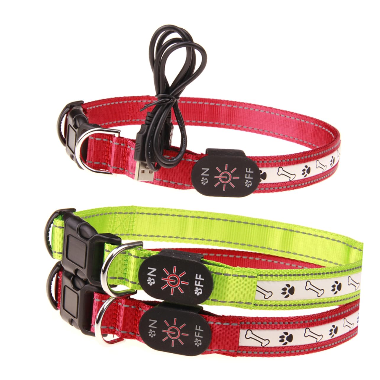 Didiseaon 2pezzi Collare Led Per Cani e Ricaricabile Collare Luminoso Verde Per Sicurezza Notturna Per Passeggiate e Campeggio Con Alta Visibilità