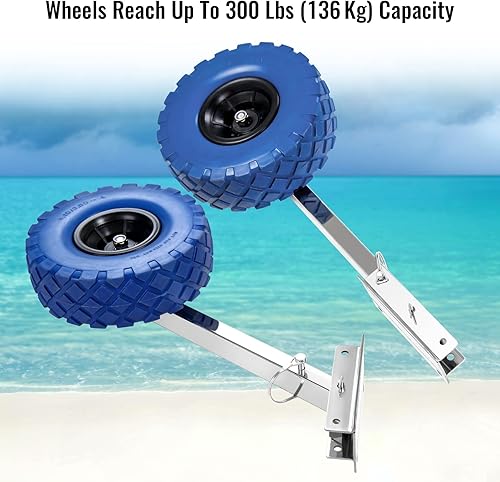 Miniatura 3 de KODOM Ruedas de lanzamiento de barcos, rueda de lanzamiento de popa de barco, ruedas de barco Jon para barcos inflables y de aluminio con 2 pines de