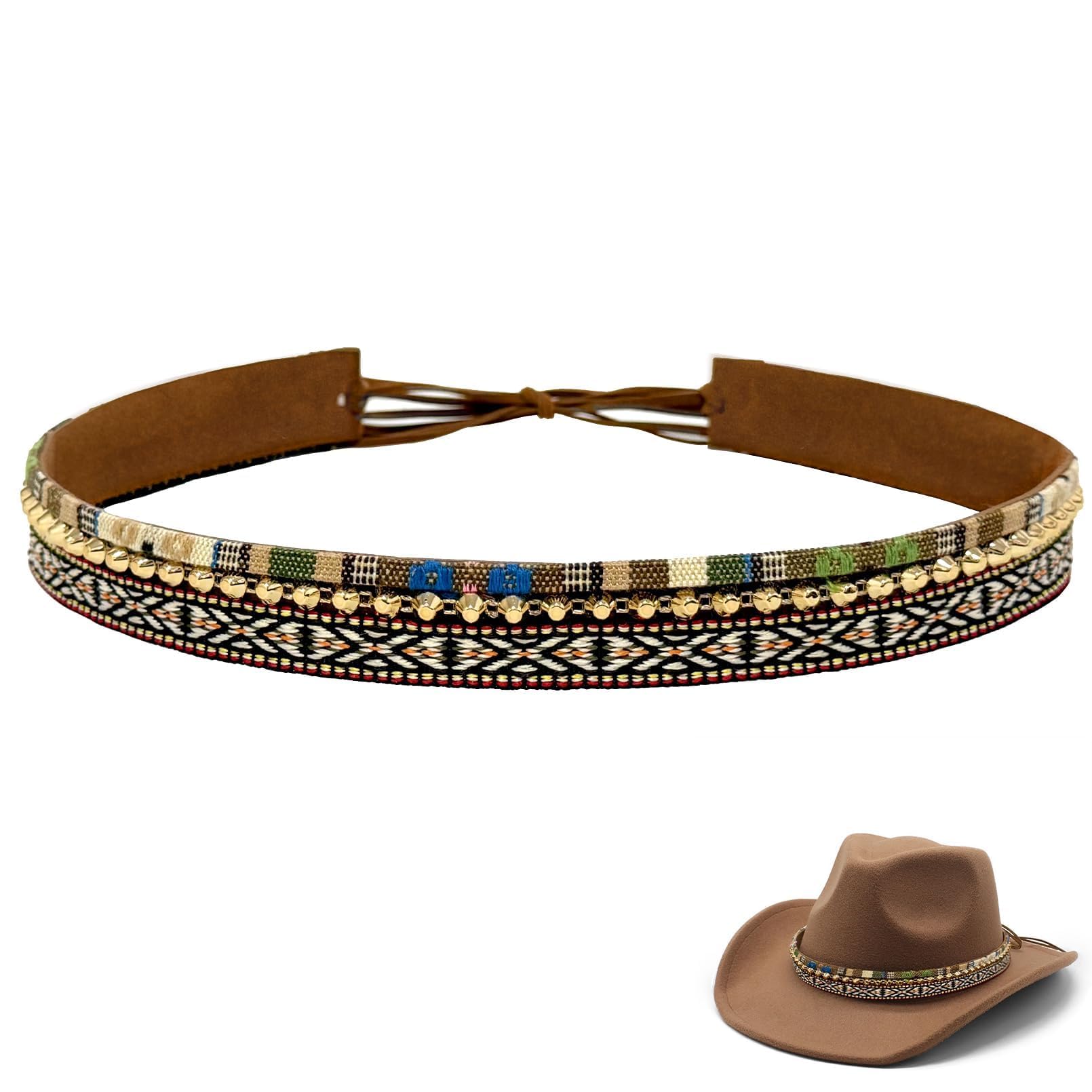 nemokamai Cowboy Hat Bands for Men Women, Leather Hatbands Belt for Cowboy/Western/Fedora/Cowgirl Hats
