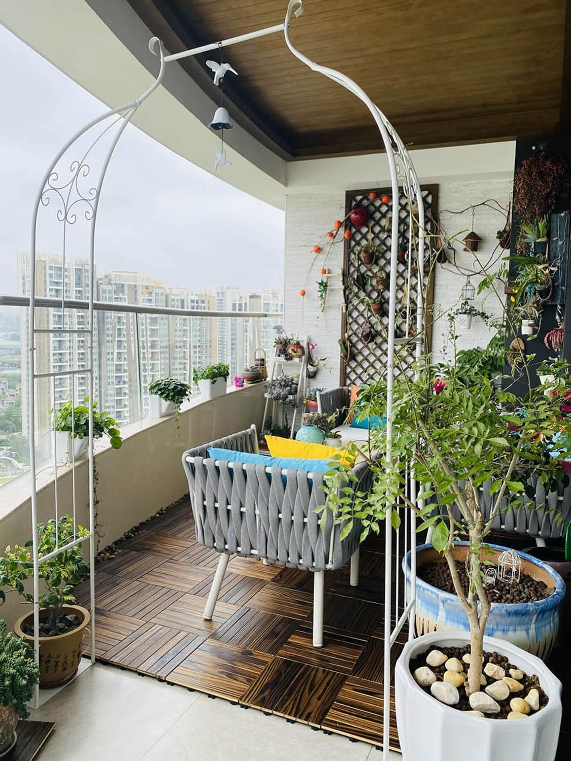 Treillis pour pelouse et pergola en métal blanc de 2m pour aménagement