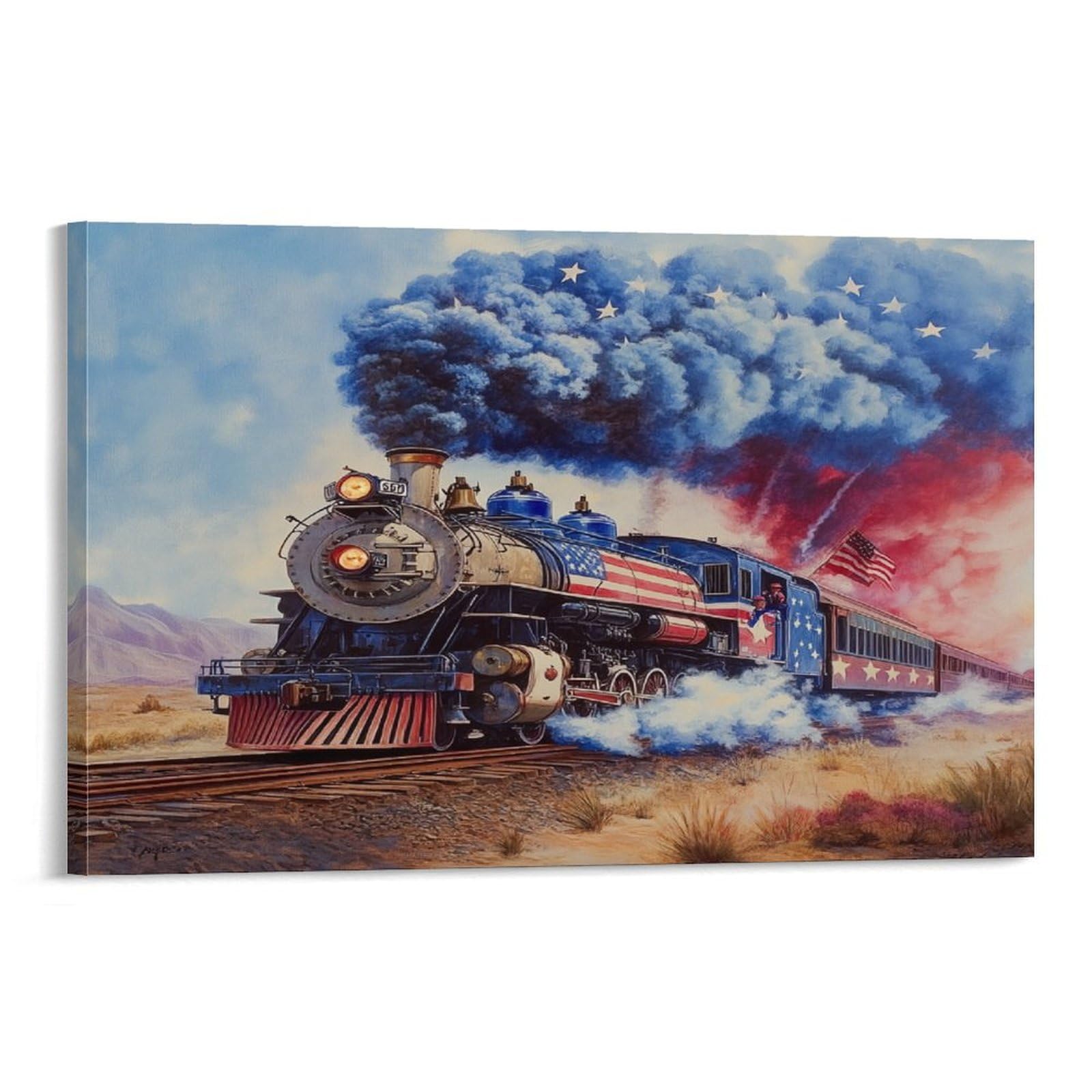 Tableau train à vapeur pour habiller un grand mur blanc - 6
