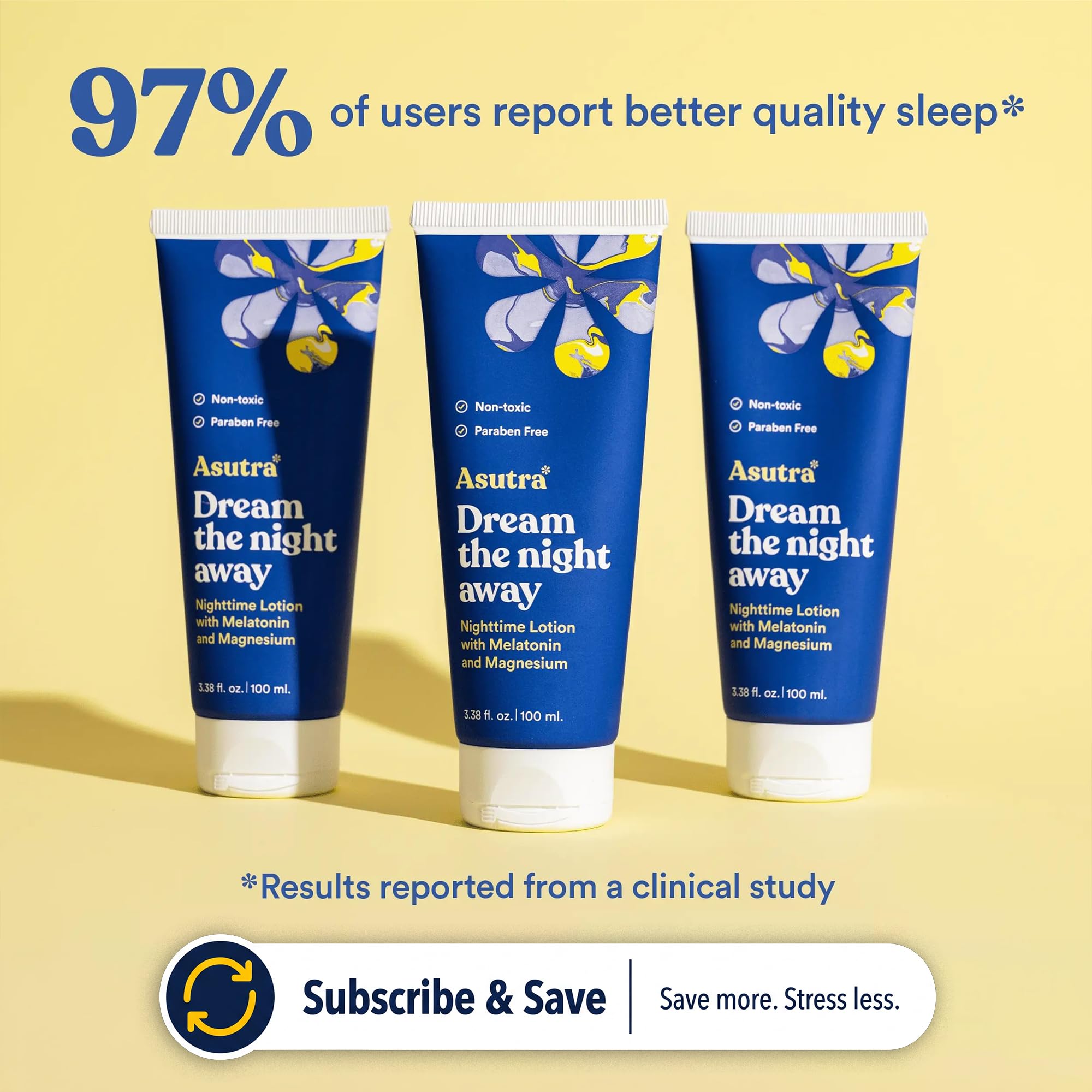 ASUTRA Dream the Night Away | Magnesium Lotion for Sleep, 100mL | With Melatonin for Sleep and Moisturizing Shea Butter, Nighttime Magnesium Cream w/Lemongrass Scent