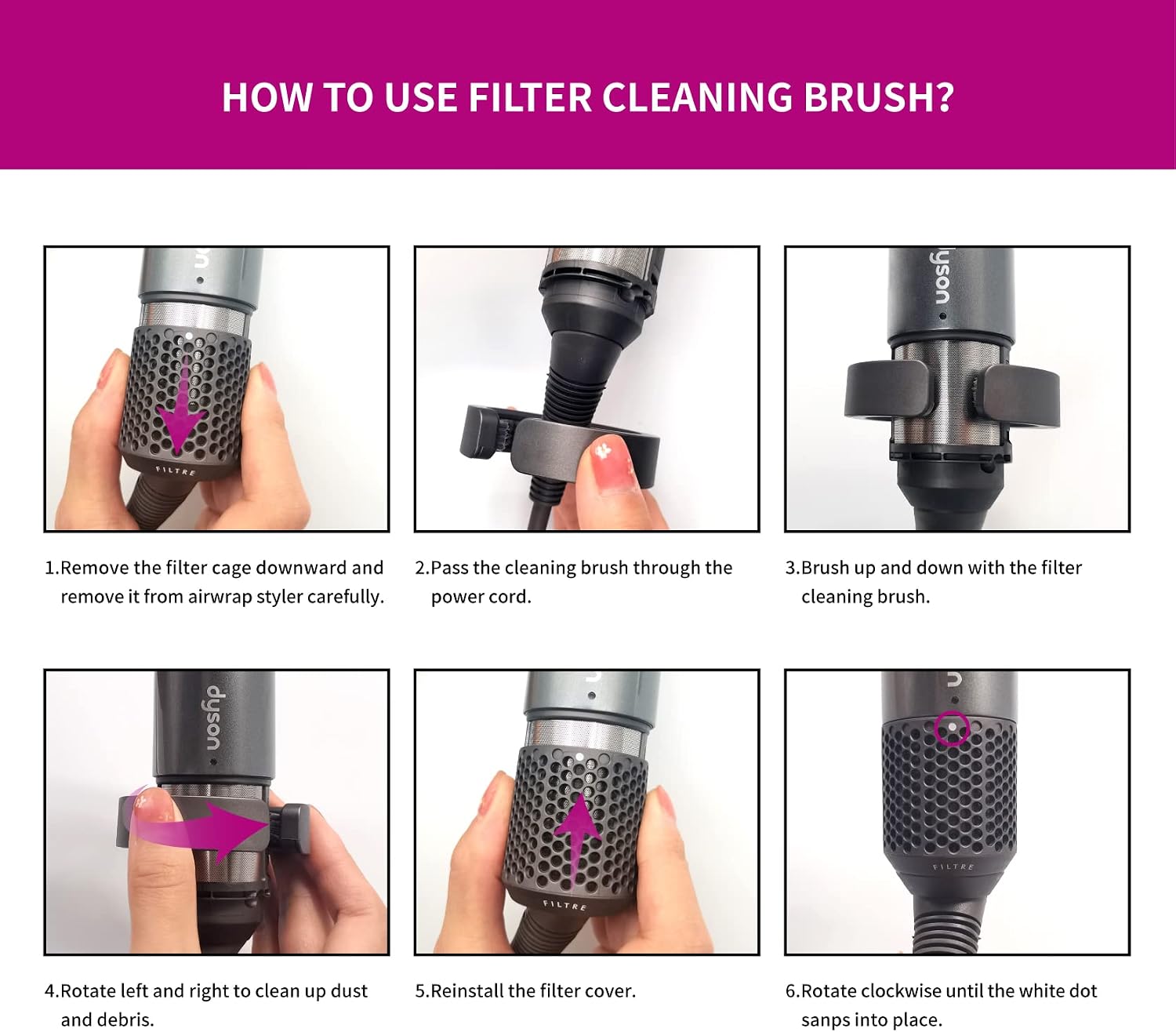 Filter Cleaning Brush for Dyson Airwrap, Removes Dust & Restores Airflow image 4