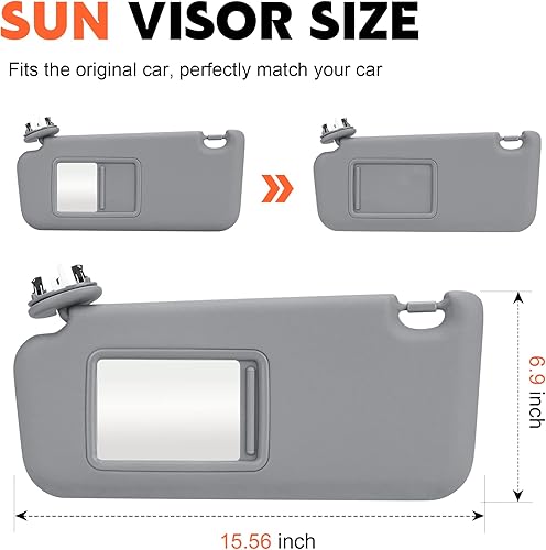 Miniatura 2 de Reemplazo de visera parasol para lado izquierdo del conductor gris compatible con Toyota RAV4 2006-2013 Reemplazo 74320-42501-B2