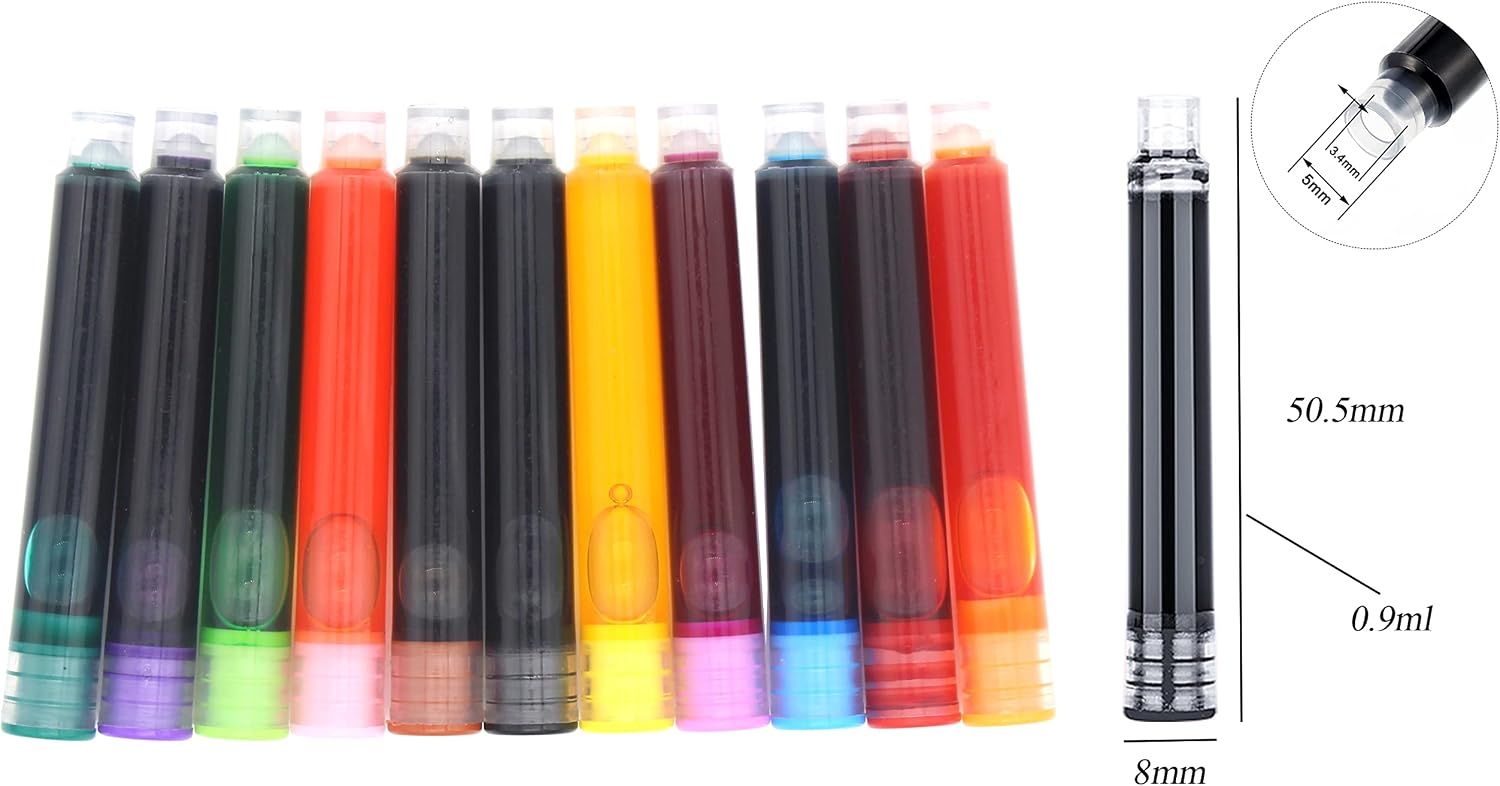 35 Pieces Ink Cartridges for Fountain Pen with Storage Box, 3.4 mm Bore Diameter, Red image 3