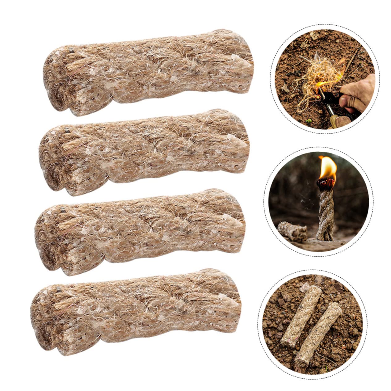 Abaodam 4Pcs Outdoor Fire Igniter Rope Lightweight Camping Fire Starters for Campfires Grills and Stoves Safe and Easy to Use for Outdoor Cooking and Survival