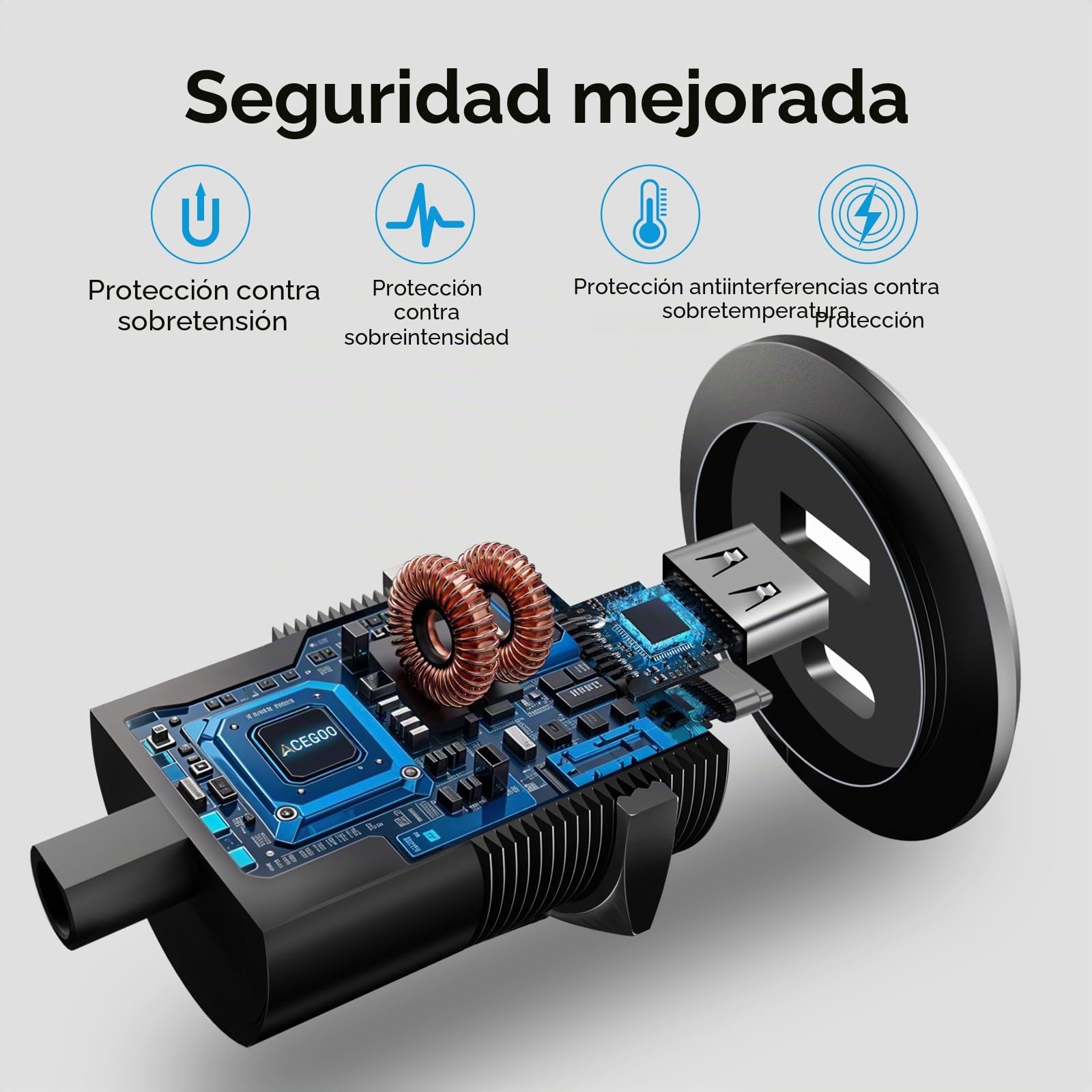 acegoo Toma USB 12V Camper Aluminio USB C Cargador de Coche, Doble Puerto de Carga Rápida PD3.0 y QC3.0 para Autocaravana Barco Marino Camión Autobús